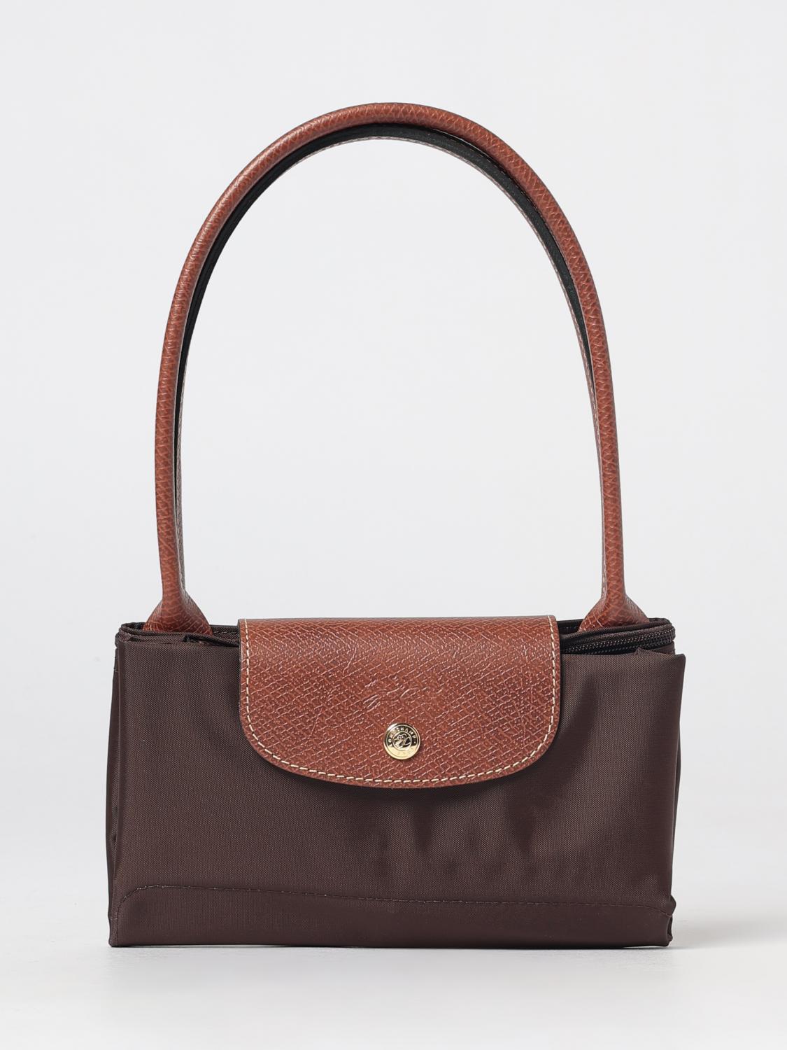 LONGCHAMP BOLSO DE HOMBRO: Bolso Le Pliage Original M de nailon Longchamp, Marrón - Img 4