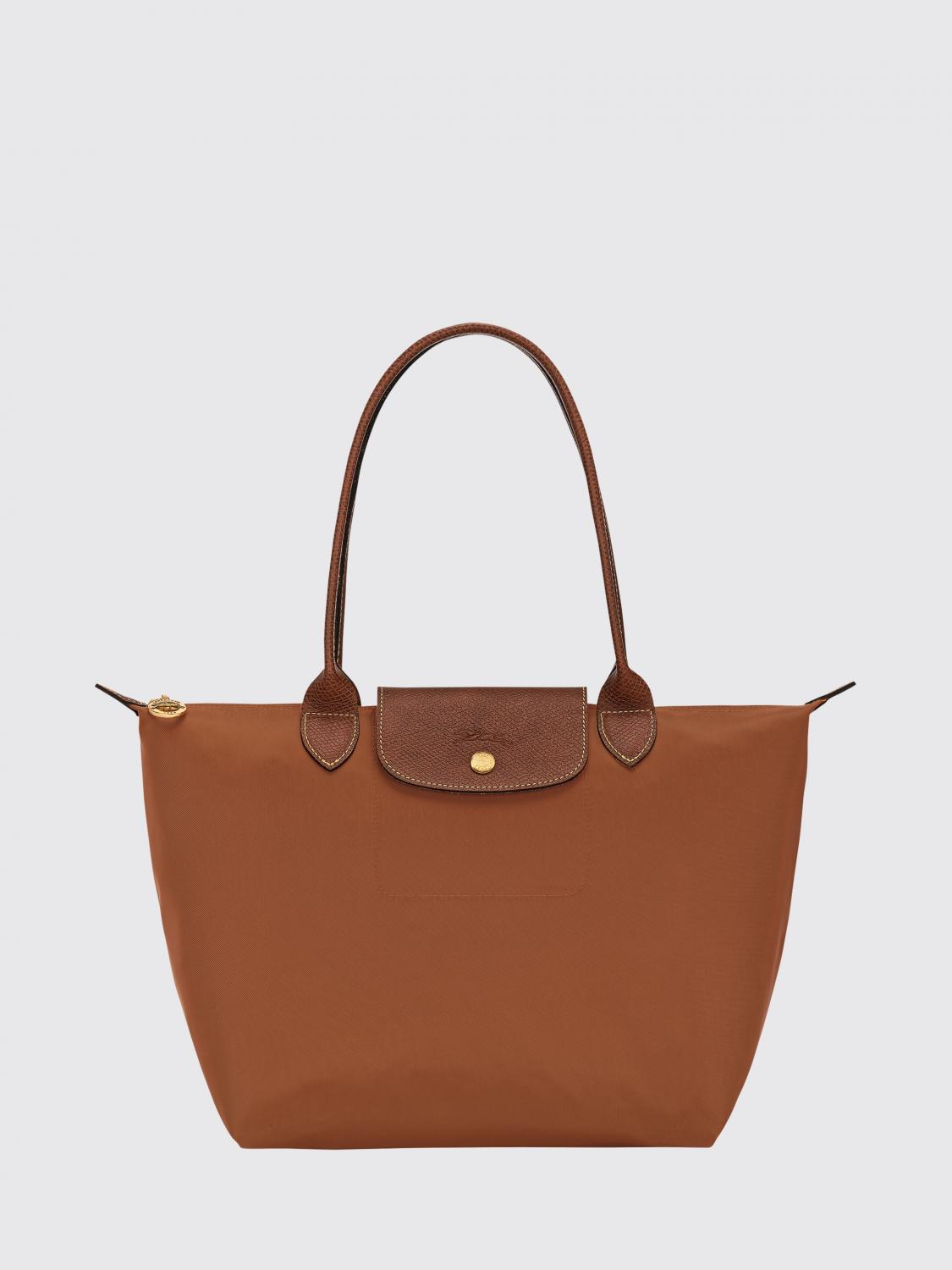 LONGCHAMP BORSA A SPALLA: Borsa Le Pliage Original M Longchamp in nylon , Cuoio - Img 1