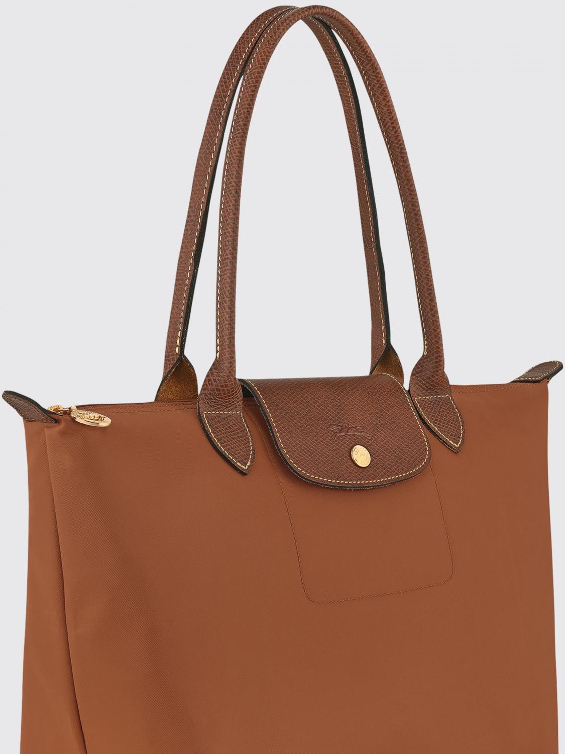 LONGCHAMP BORSA A SPALLA: Borsa Le Pliage Original M Longchamp in nylon , Cuoio - Img 3