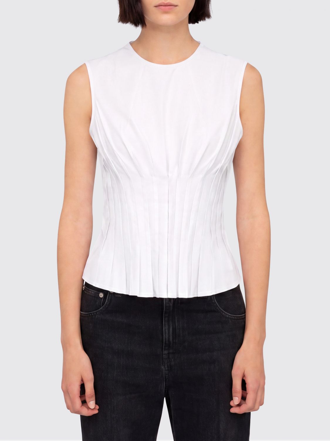 SEMICOUTURE TOP: Top Clarinda bustier Semicouture in cotone stretch , Marrone - Img 1