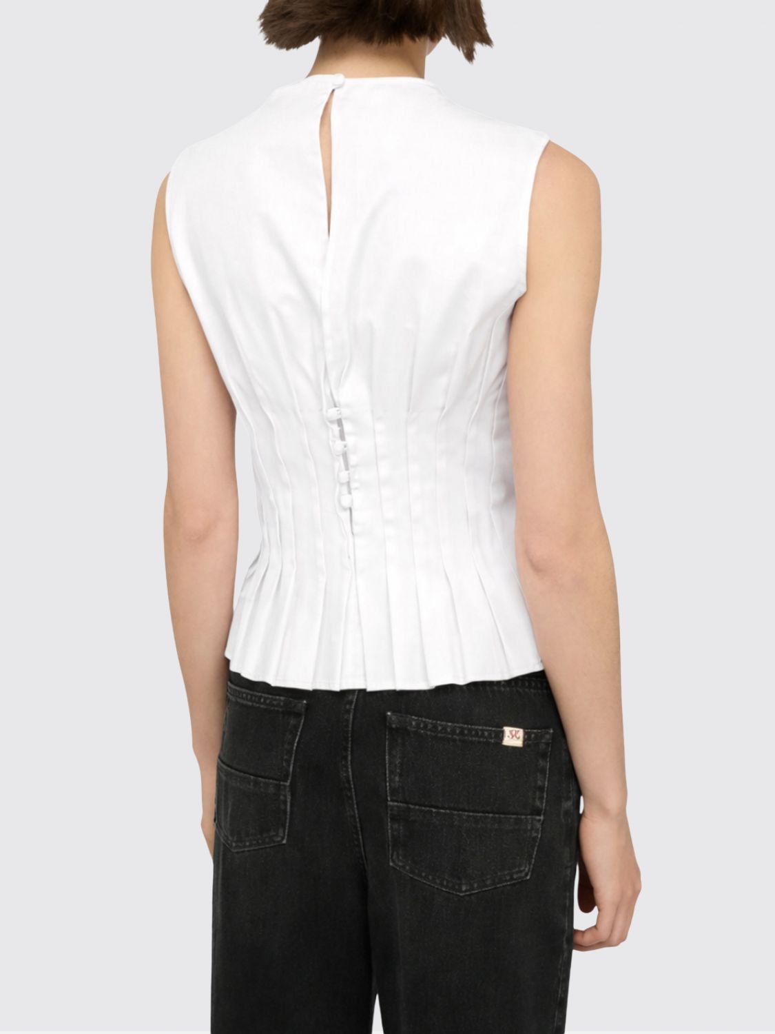 SEMICOUTURE TOP: Top Clarinda bustier Semicouture in cotone stretch , Marrone - Img 2