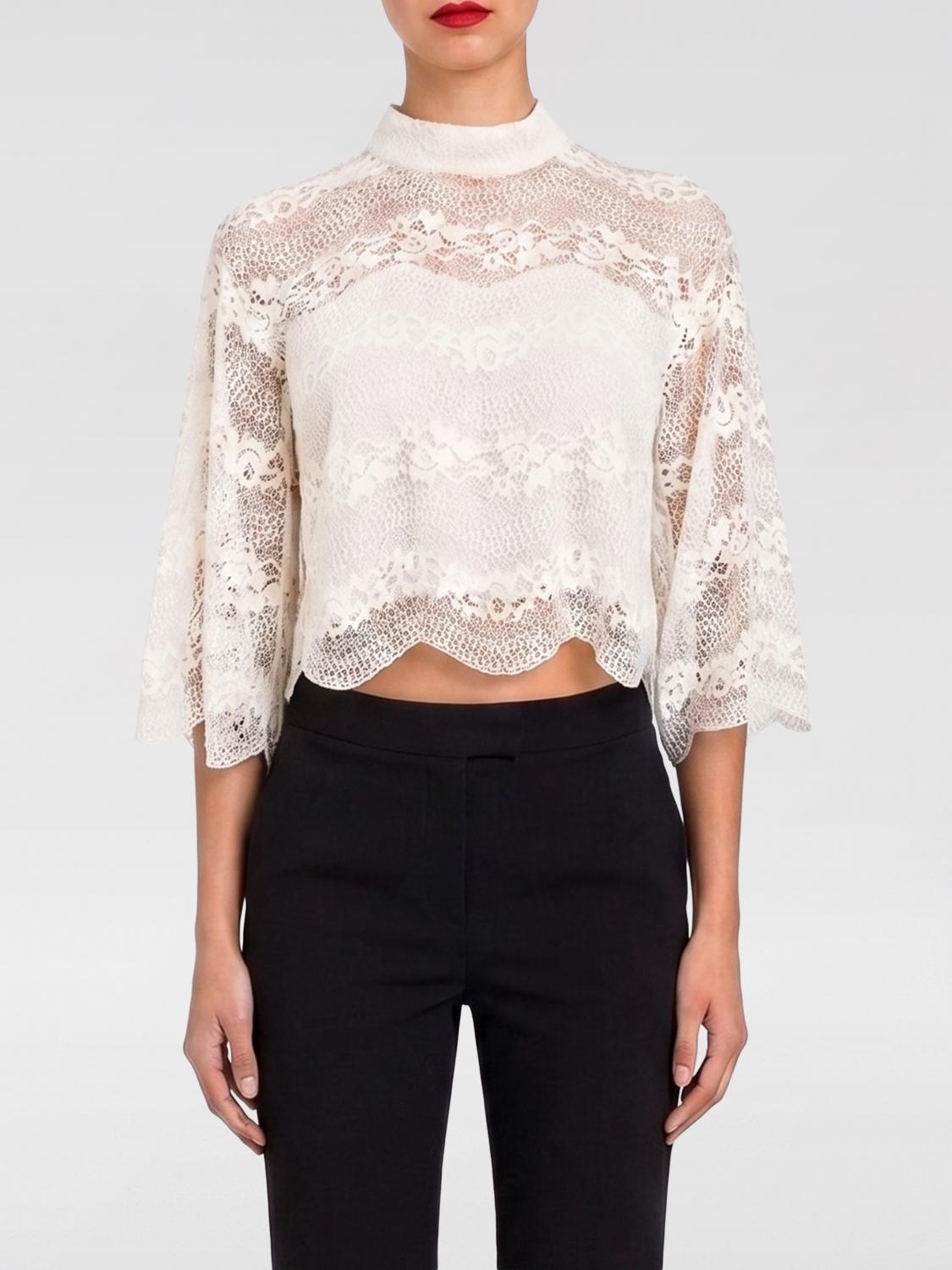 TWINSET TOP: Top Twinset de encaje, Perla - Img 1