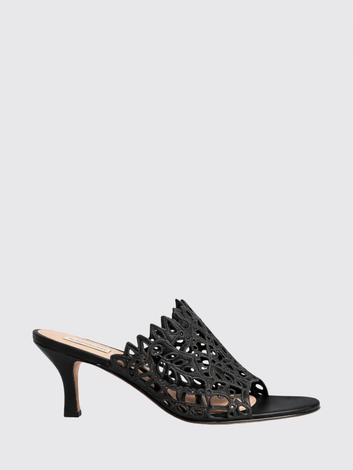 ALBERTA FERRETTI SANDALI CON TACCO: Mules Alberta Ferretti in raso traforato , Nero - Img 1