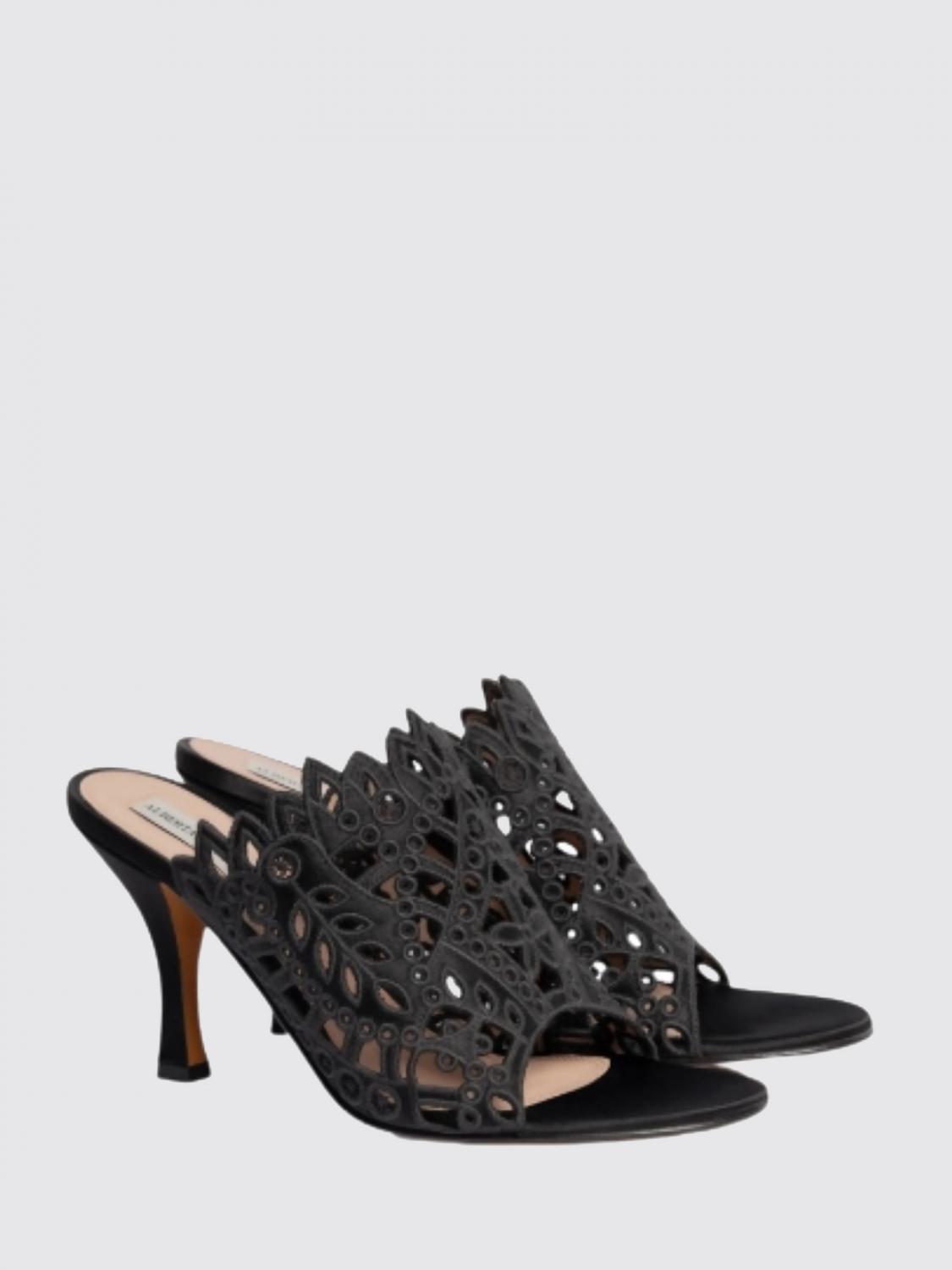 ALBERTA FERRETTI SANDALI CON TACCO: Mules Alberta Ferretti in raso traforato , Nero - Img 2
