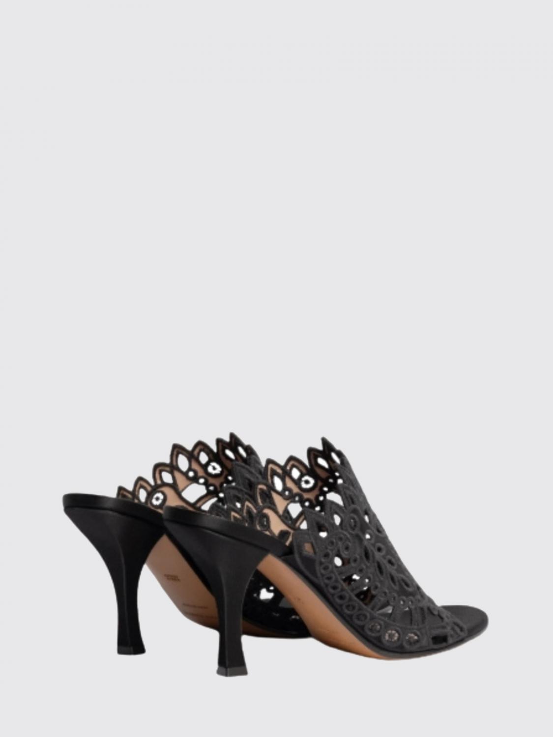 ALBERTA FERRETTI SANDALI CON TACCO: Mules Alberta Ferretti in raso traforato , Nero - Img 3