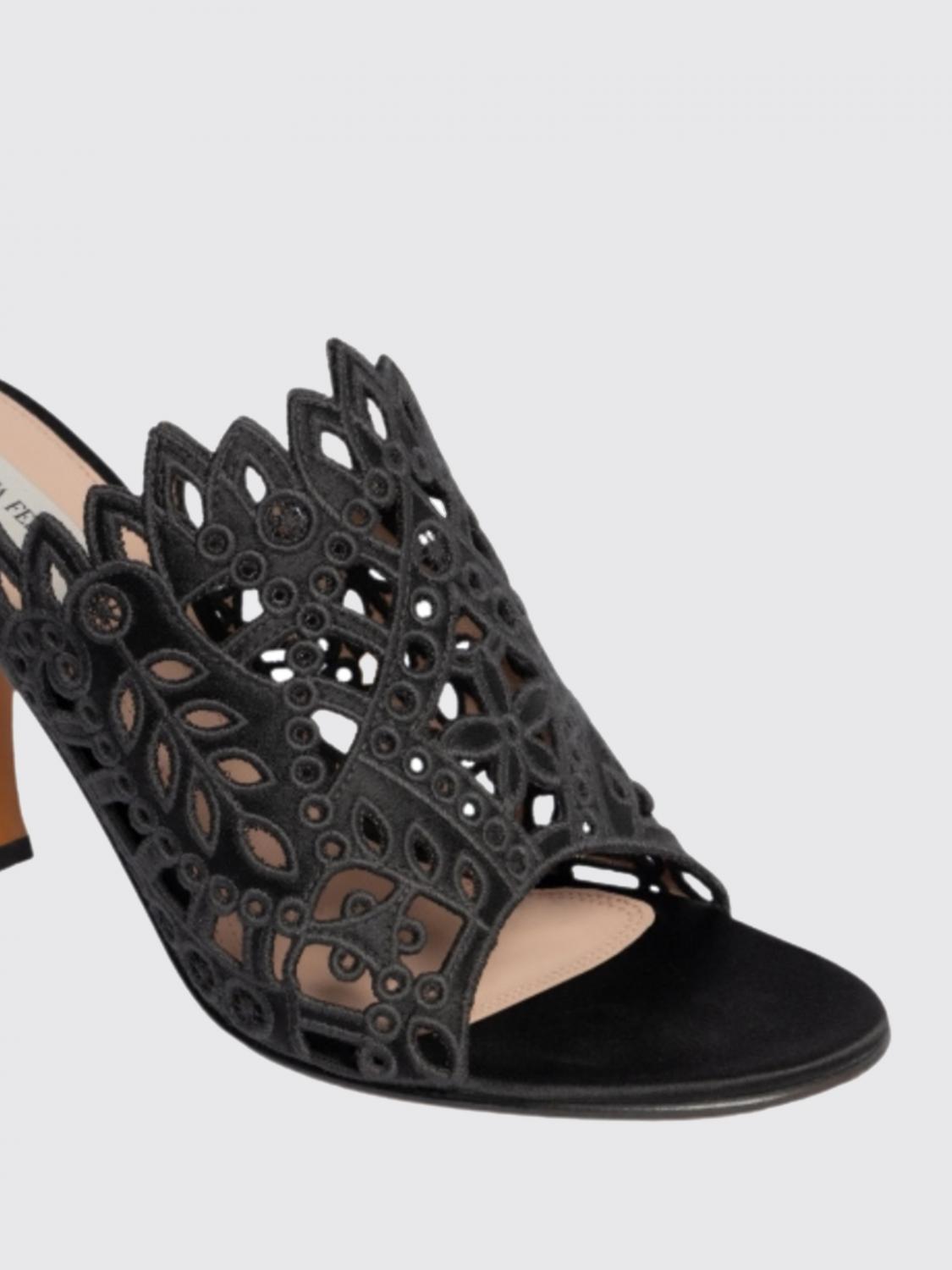 ALBERTA FERRETTI SANDALI CON TACCO: Mules Alberta Ferretti in raso traforato , Nero - Img 4