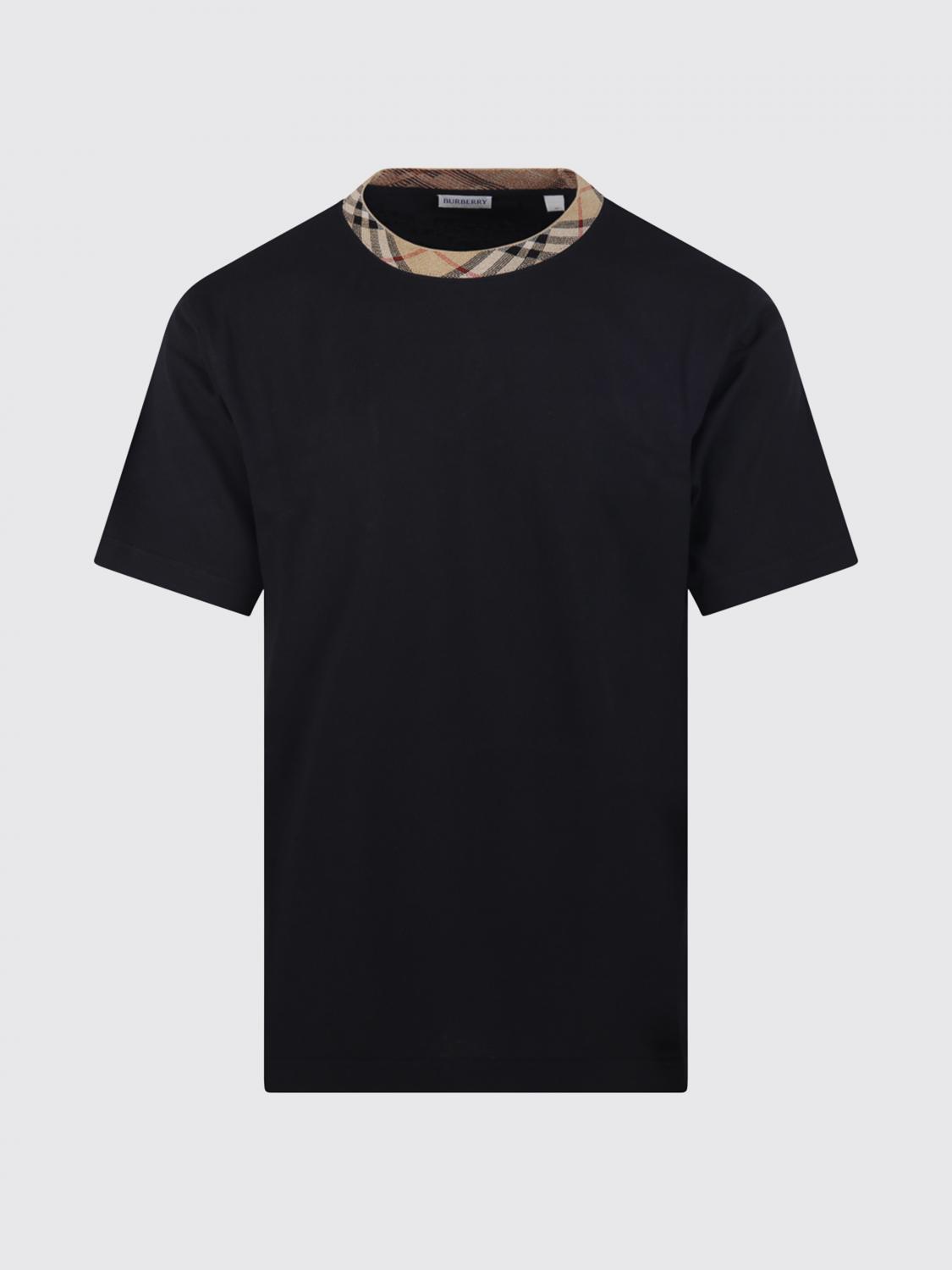 BURBERRY CAMISETA: Camiseta Burberry de algodón con detalle de cuadros, Negro - Img 2