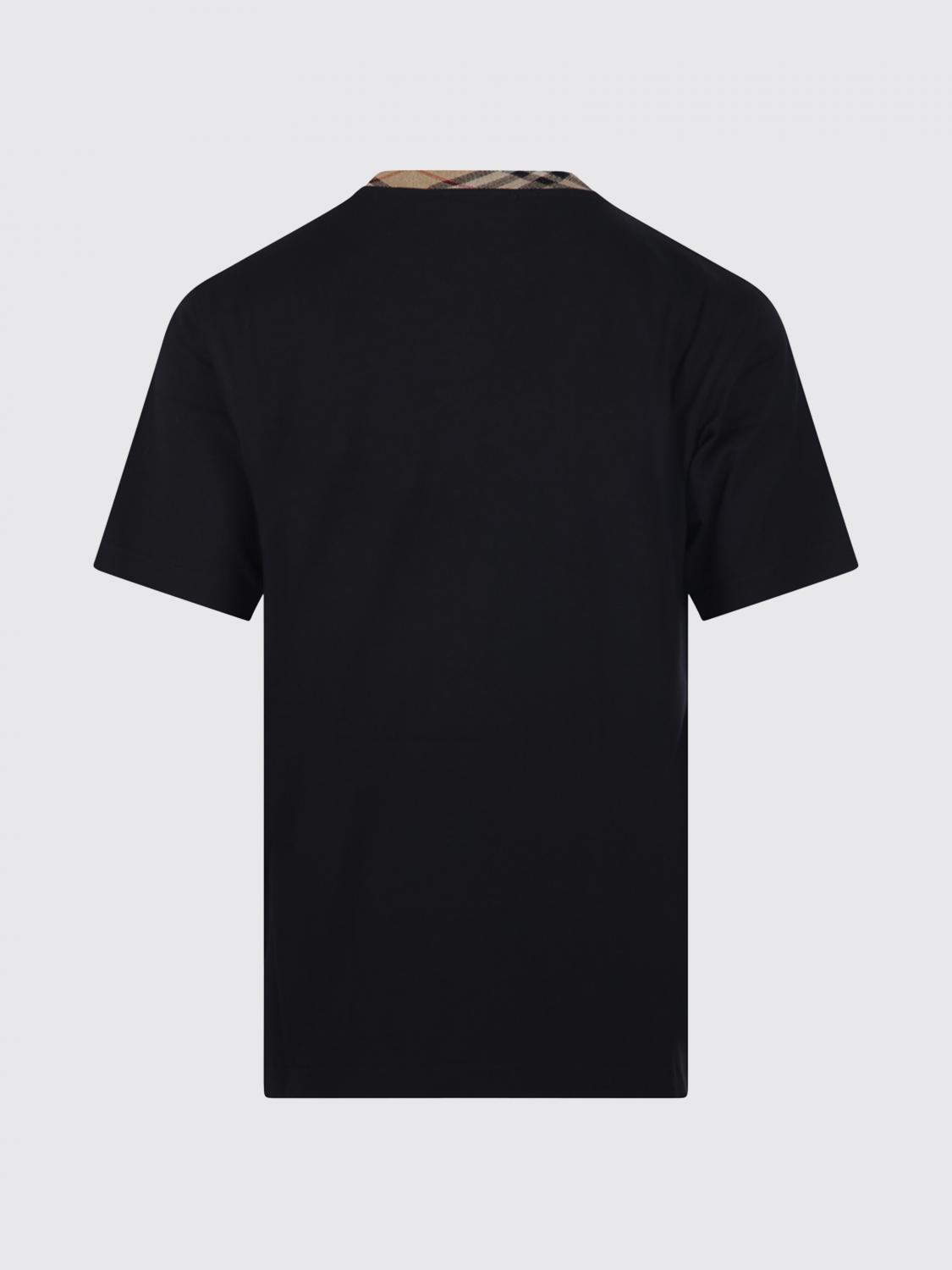 BURBERRY CAMISETA: Camiseta Burberry de algodón con detalle de cuadros, Negro - Img 3
