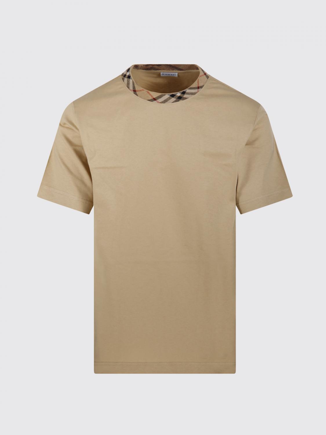 BURBERRY CAMISETA: Camiseta Burberry de algodón con detalle de cuadros, Beige - Img 2