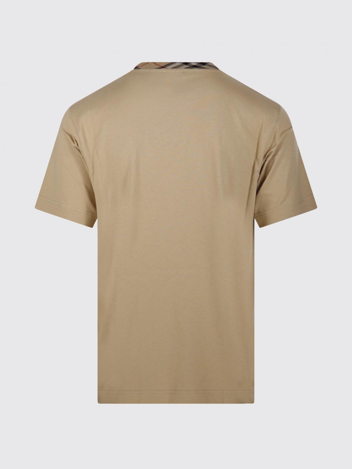 BURBERRY CAMISETA: Camiseta Burberry de algodón con detalle de cuadros, Beige - Img 3