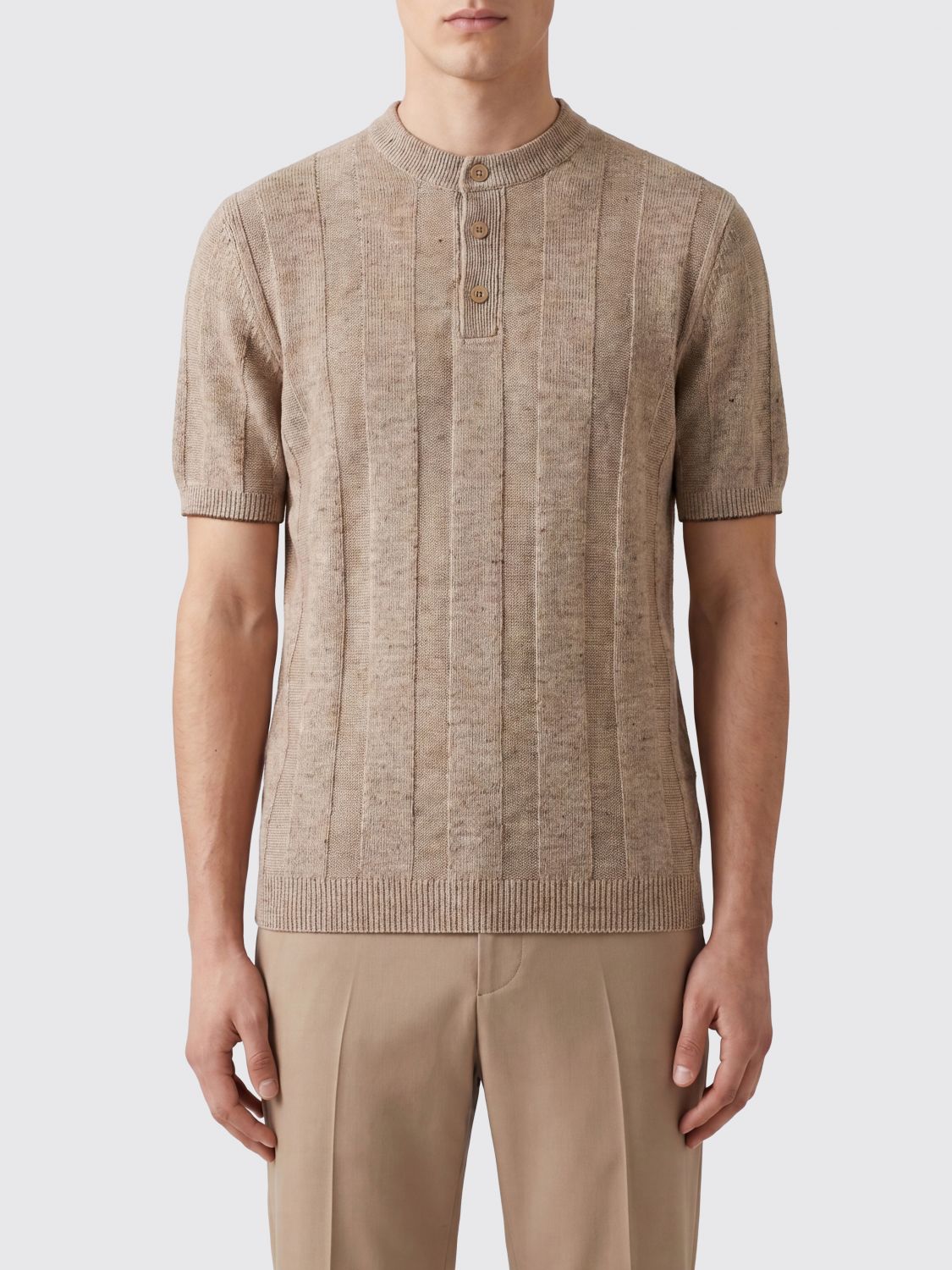 BRUNELLO CUCINELLI MAGLIA: Maglia in cotone e lino Brunello Cucinelli, Beige - Img 1