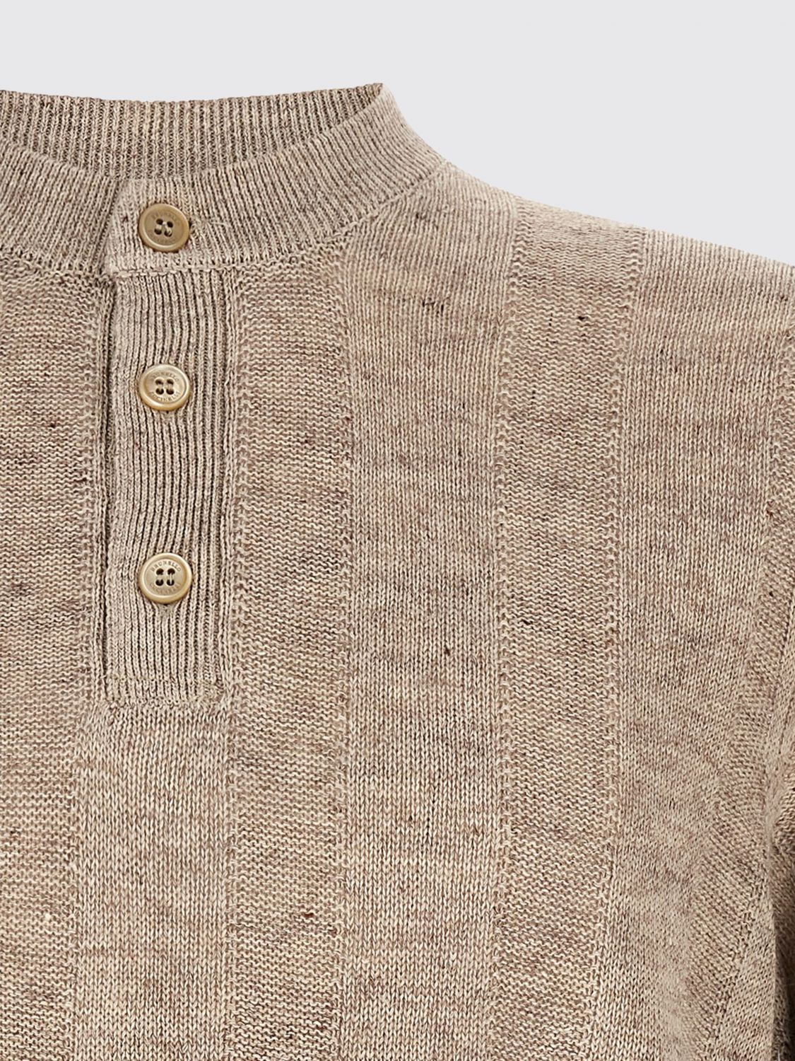BRUNELLO CUCINELLI MAGLIA: Maglia in cotone e lino Brunello Cucinelli, Beige - Img 4