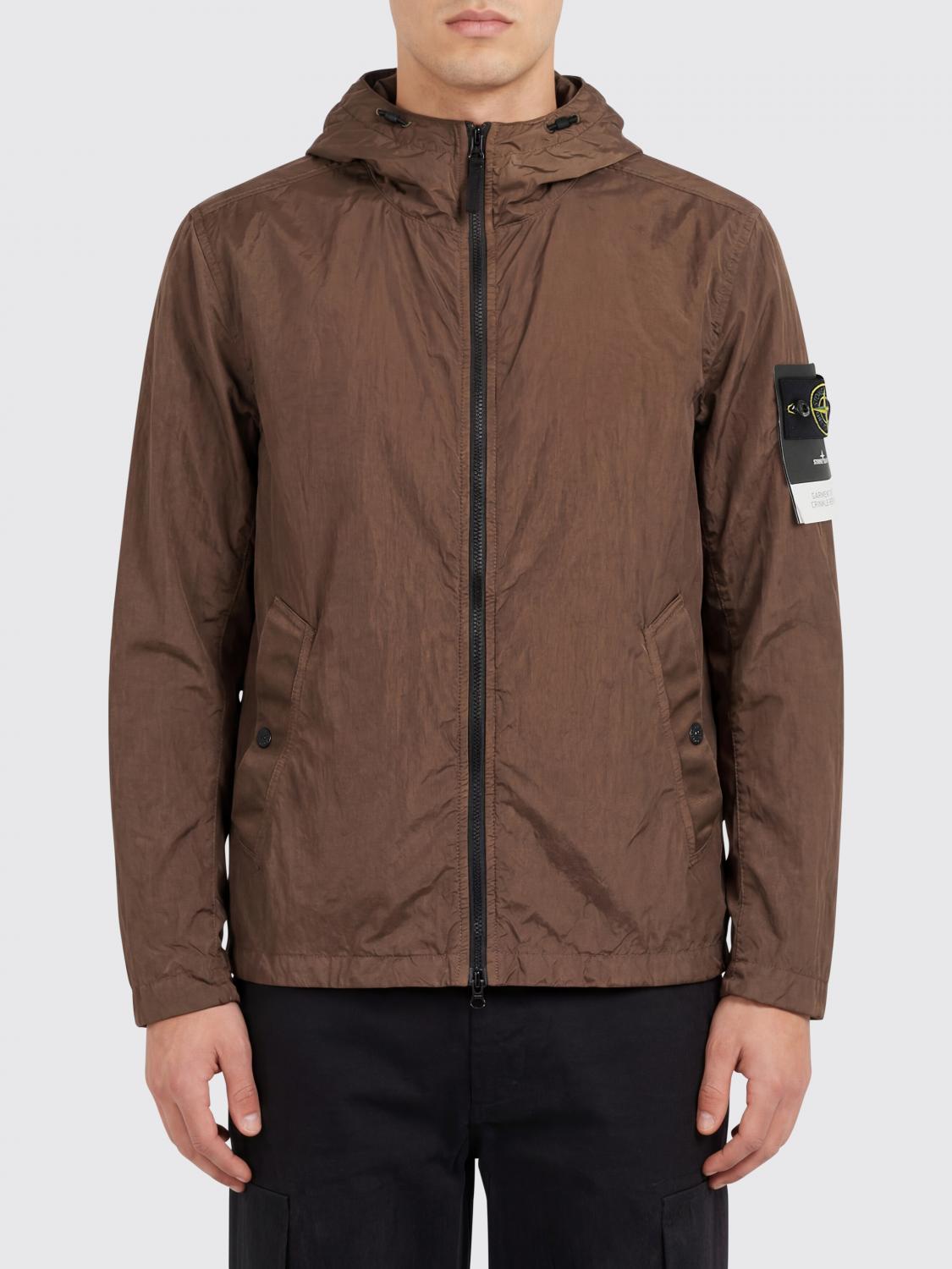 STONE ISLAND 재킷: Stone Island 후드 나일론 윈드브레이커, 브라운 - Img 1