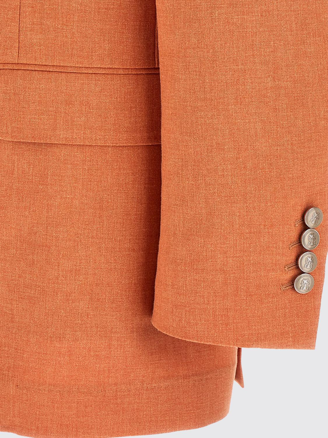 BRUNELLO CUCINELLI ジャケット: Brunello Cucinelli ヴァージンウール、シルク、コットン シングルブレストブレザー, オレンジ - Img 4