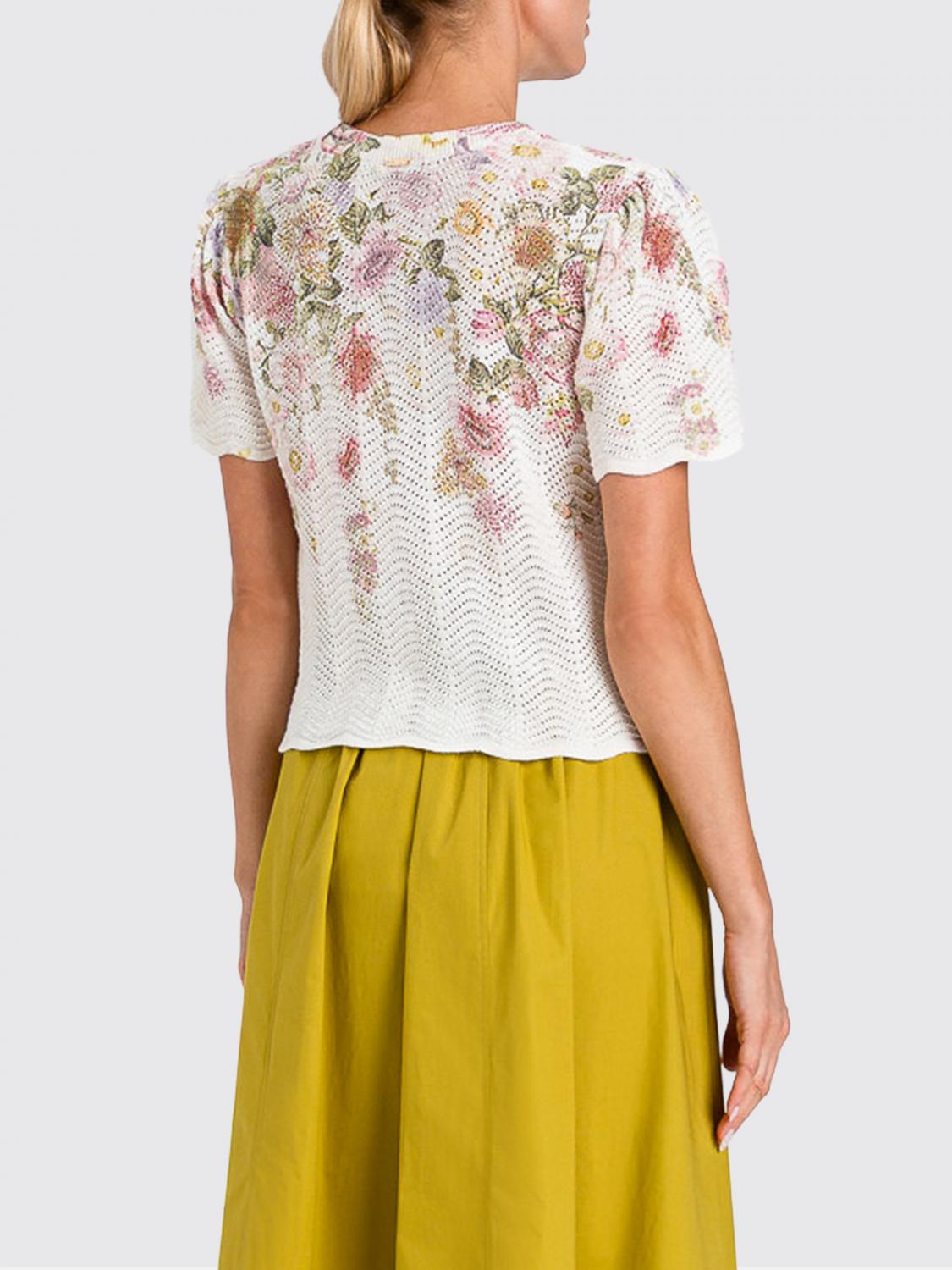 TWINSET MAGLIA: Maglia in cotone e lino floreale Twinset, Fantasia - Img 2
