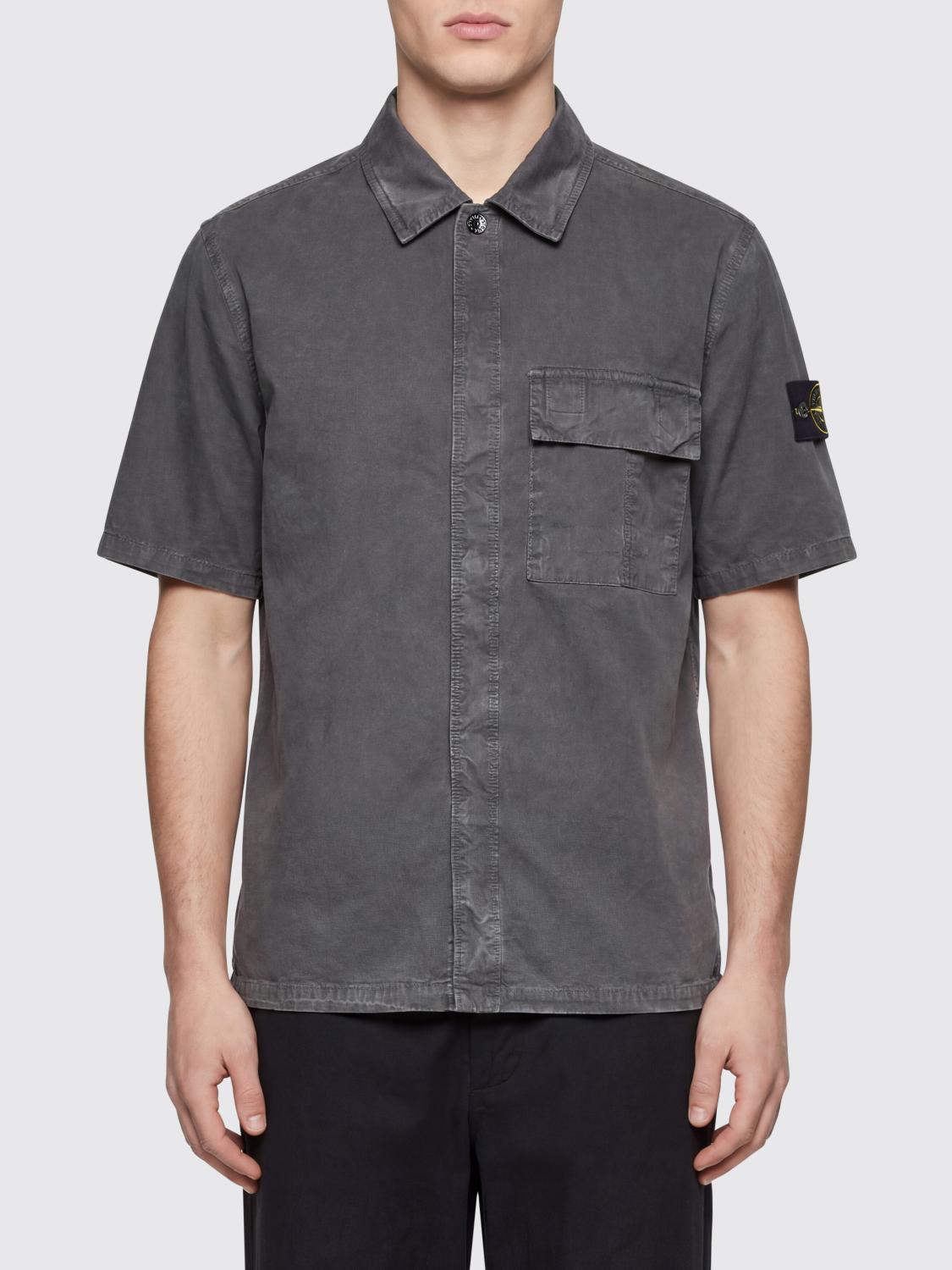 STONE ISLAND CAMICIA: Camicia Stone Island in cotone , Grigio - Img 1