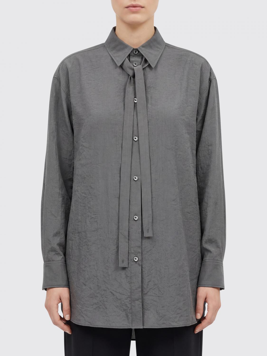LEMAIRE CAMISA: Camisa Lemaire de mezcla de seda con efecto arrugado, Gris - Img 1