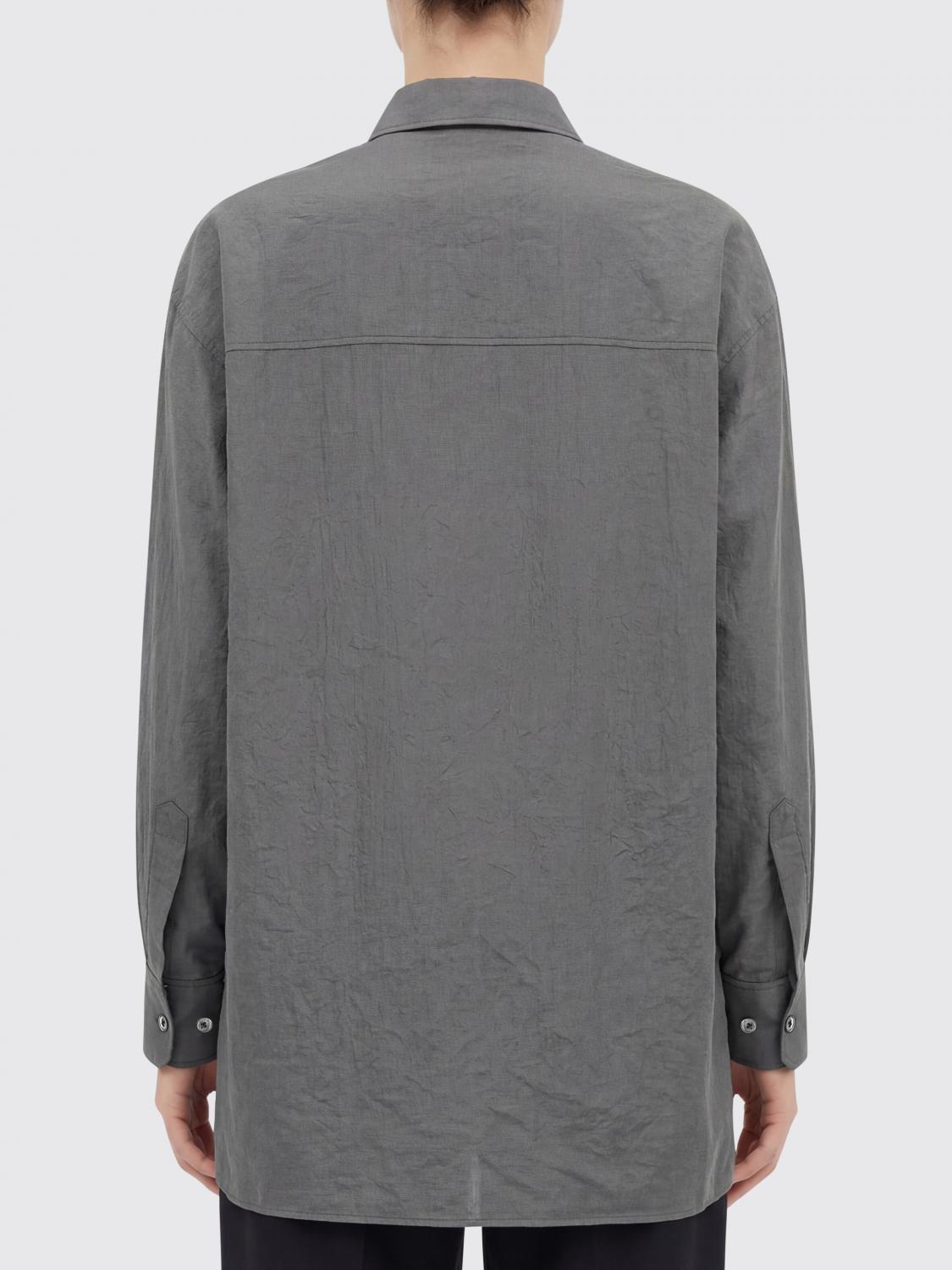LEMAIRE CAMISA: Camisa Lemaire de mezcla de seda con efecto arrugado, Gris - Img 2