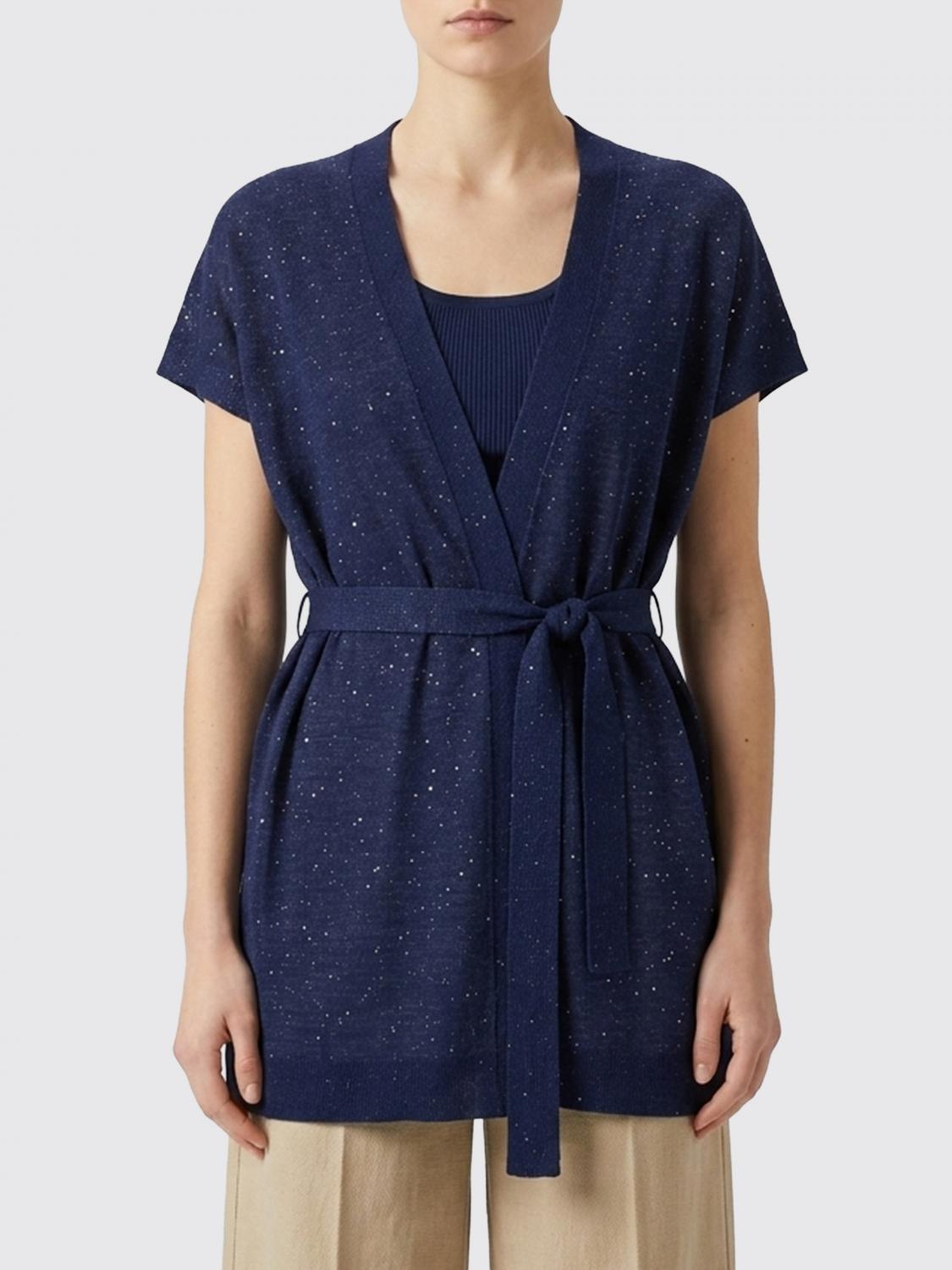 KANGRA JERSEY: Cárdigan de mezcla de viscosa con lentejuelas Kangra, Azul Oscuro - Img 1