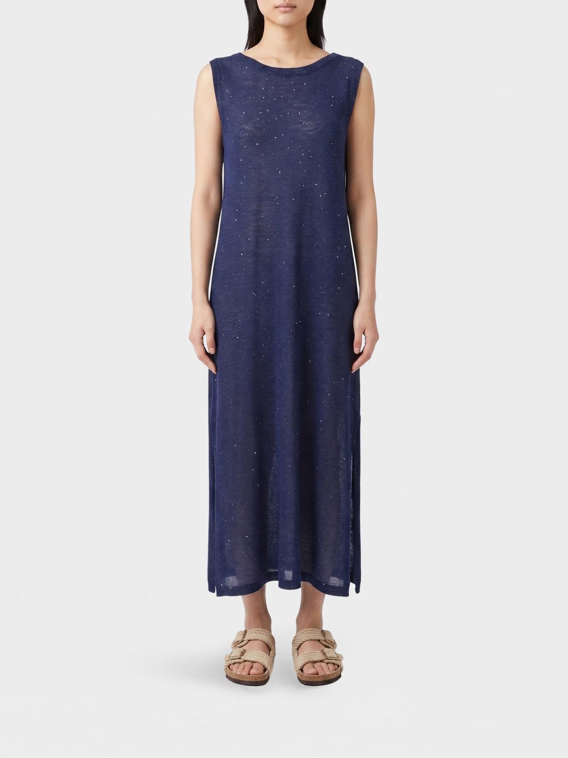 KANGRA VESTIDO: Vestido de punto de viscosa con lentejuelas Kangra, Azul Oscuro - Img 1