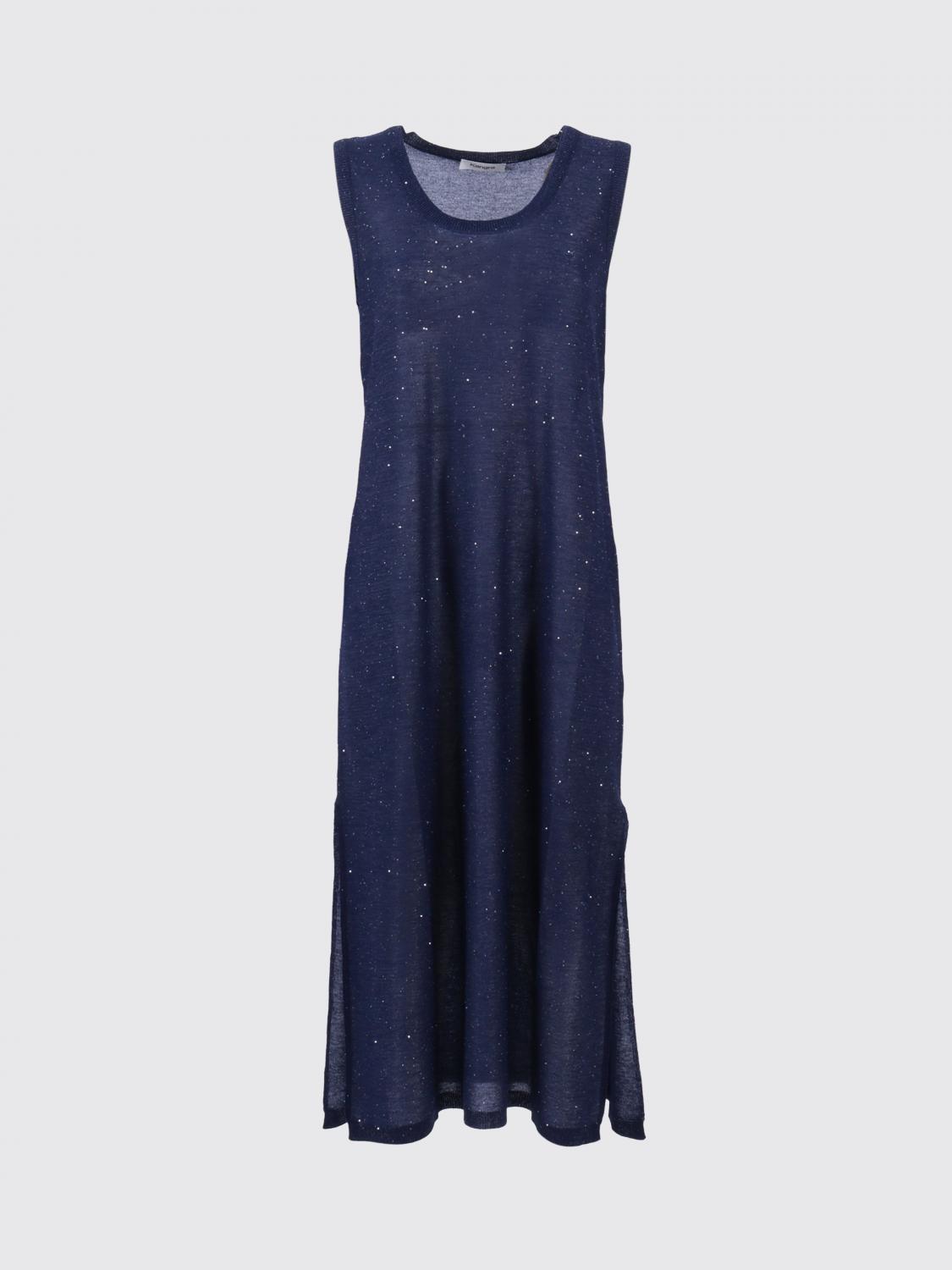 KANGRA VESTIDO: Vestido de punto de viscosa con lentejuelas Kangra, Azul Oscuro - Img 2