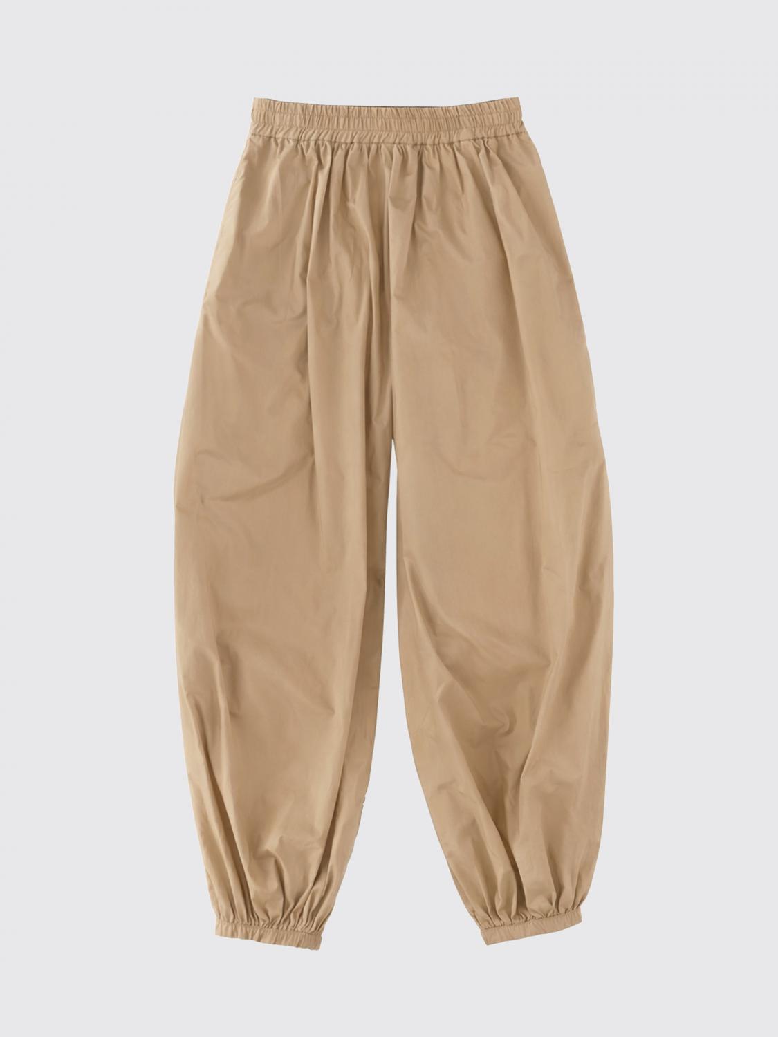 ALYSI PANTALONI: Pantaloni a gamba larga Alysi in cotone , Beige - Img 2