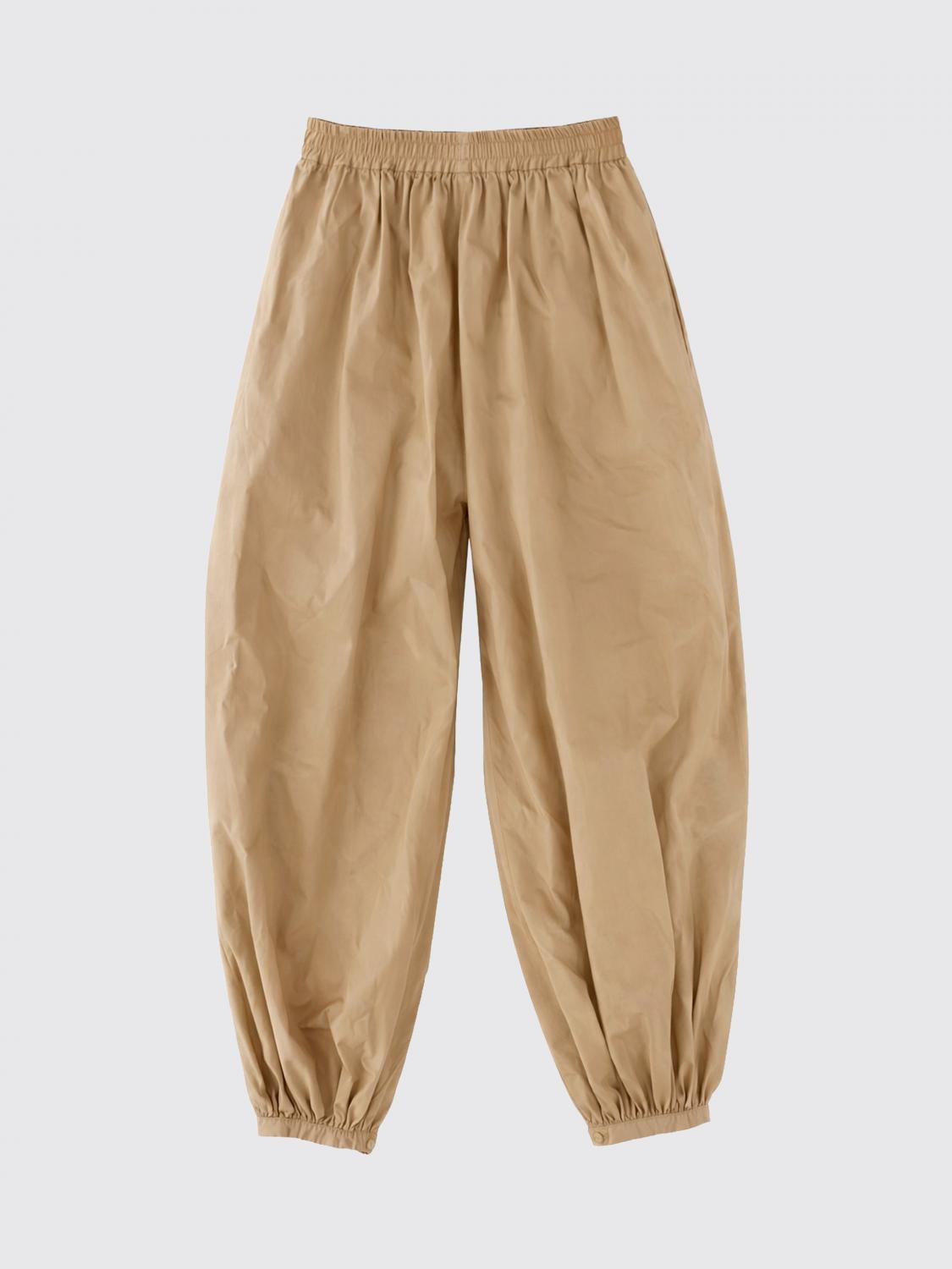 ALYSI PANTALONI: Pantaloni a gamba larga Alysi in cotone , Beige - Img 3