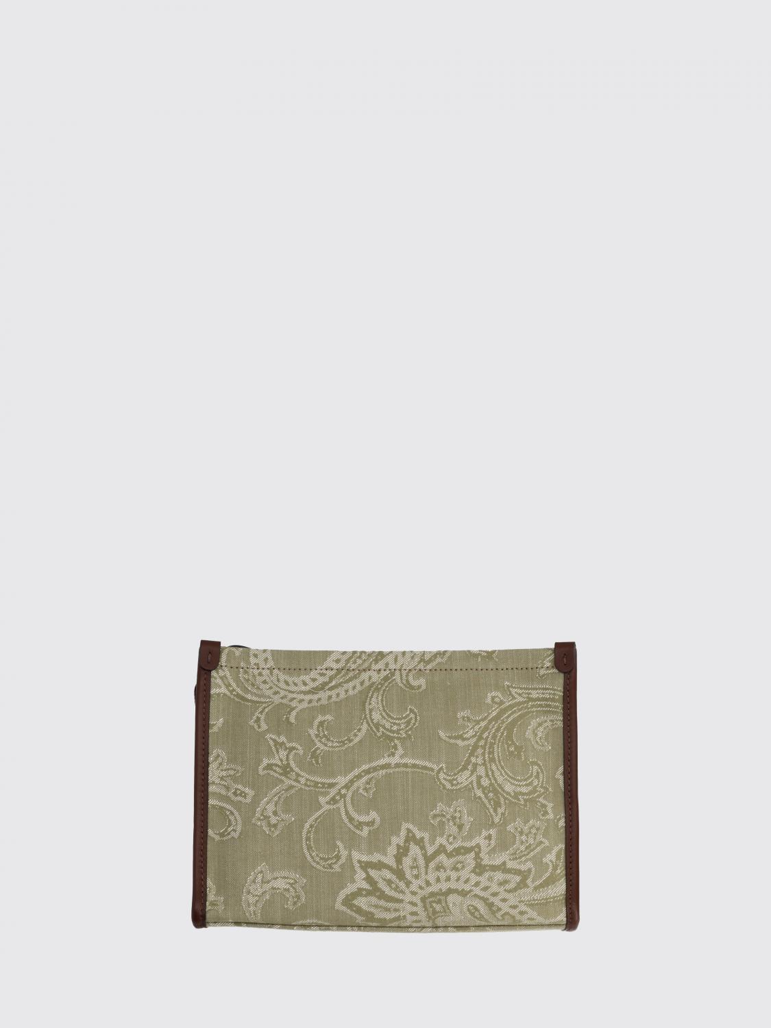 ETRO CLUTCH: Clutch Essential Etro in denim di cotone con Paisley jacquard , Verde - Img 2