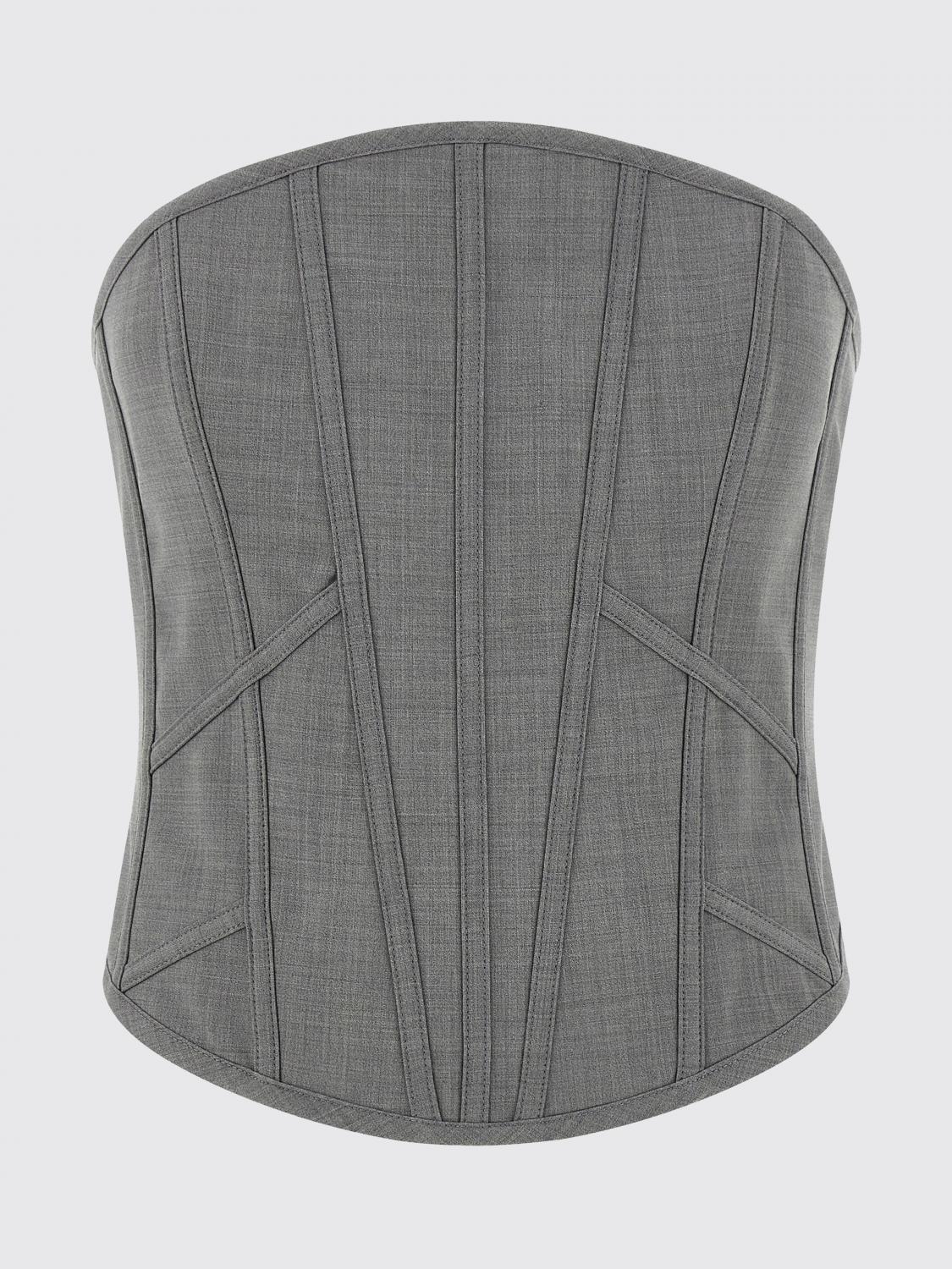 GIUSEPPE DI MORABITO TOP: Top a corsetto in lana vergine Giuseppe Di Morabito, Grigio - Img 2