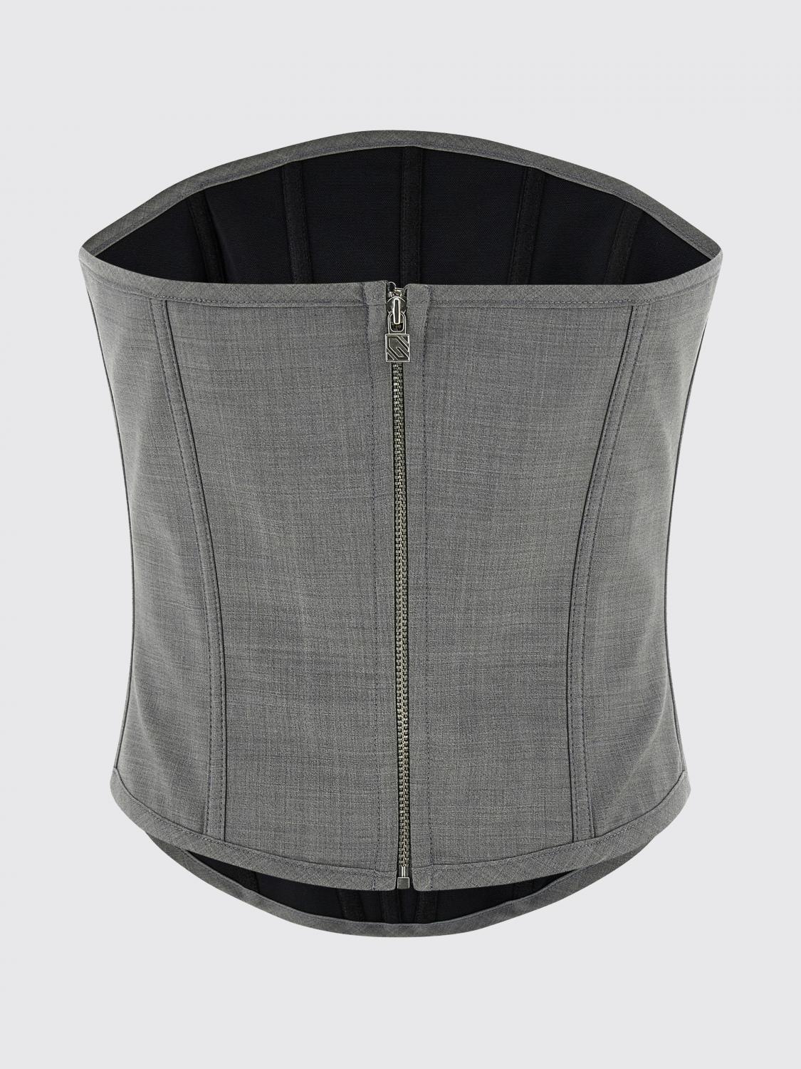 GIUSEPPE DI MORABITO TOP: Top a corsetto in lana vergine Giuseppe Di Morabito, Grigio - Img 3