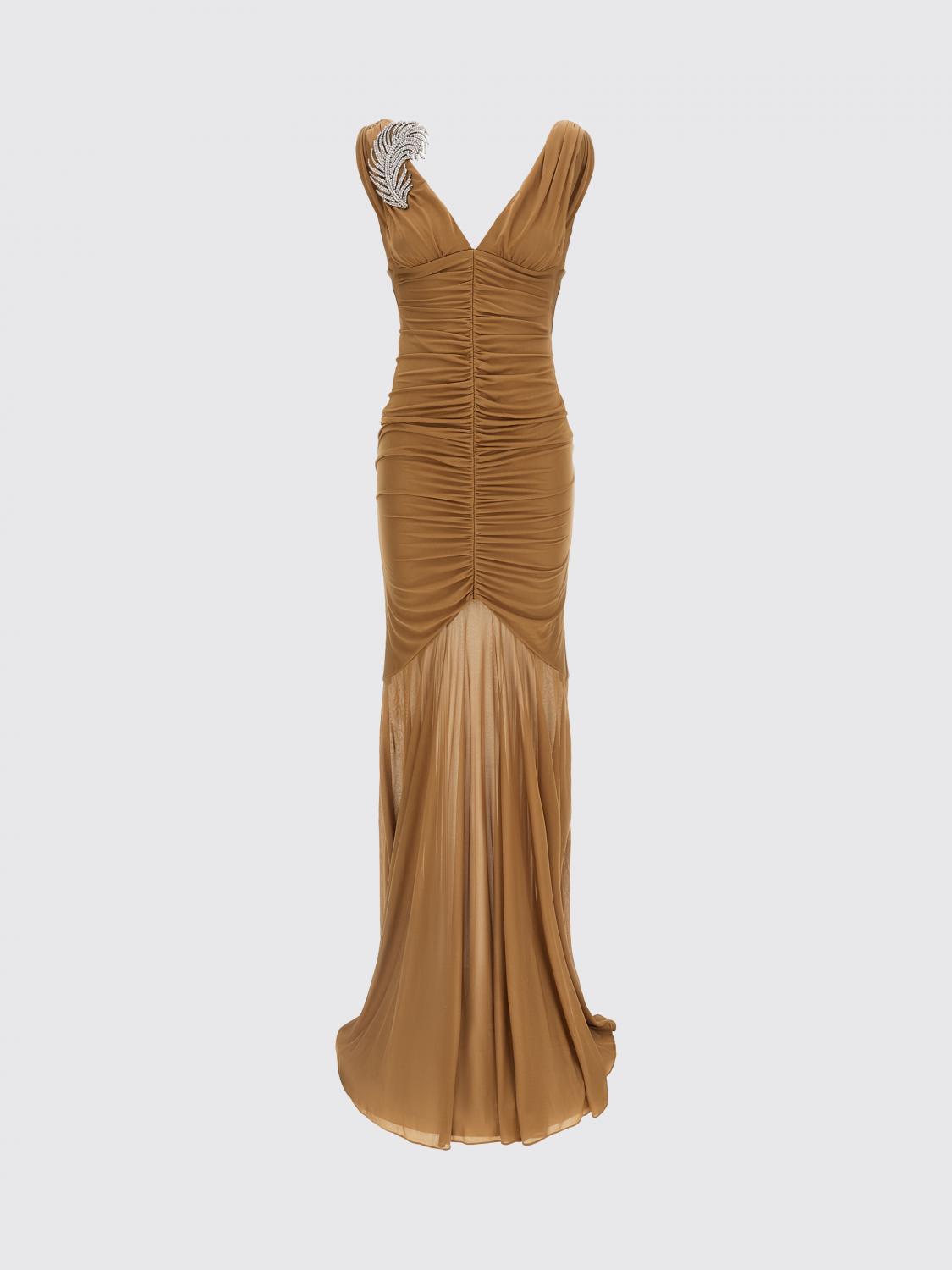 GIUSEPPE DI MORABITO ABITO: Abito lungo Giuseppe Di Morabito in viscosa con spilla gioiello , Beige - Img 2