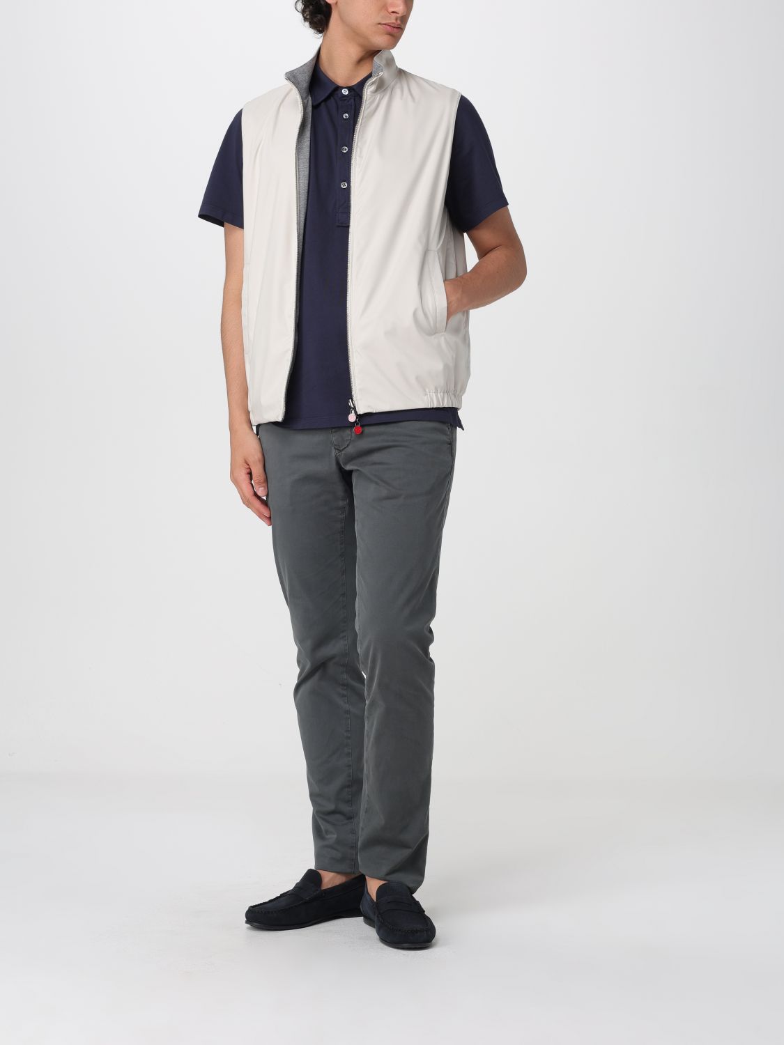 KITON SUIT VEST: Reversible Nylon Vest Kiton, Ivory - Img 2