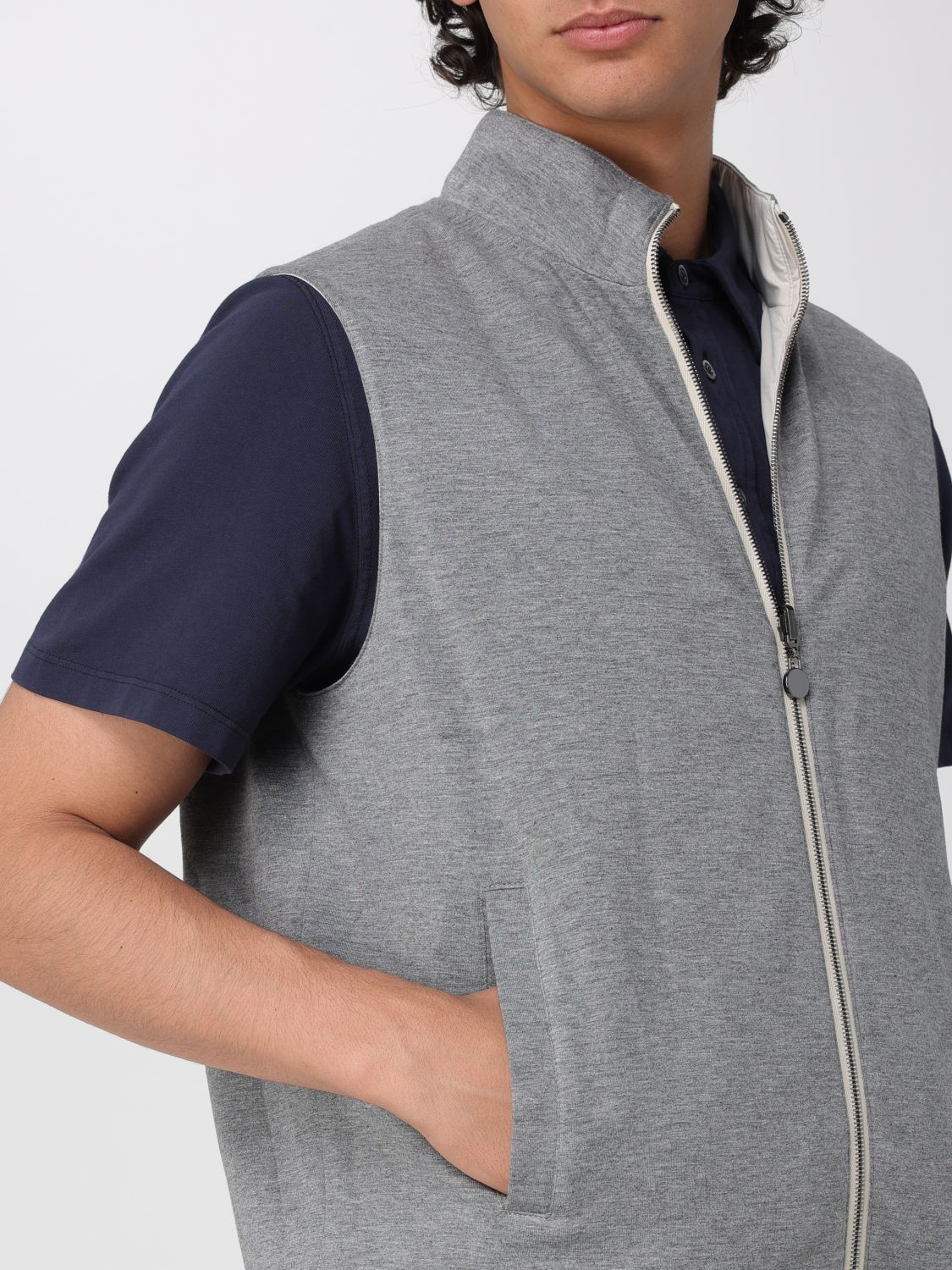KITON SUIT VEST: Reversible Nylon Vest Kiton, Ivory - Img 5