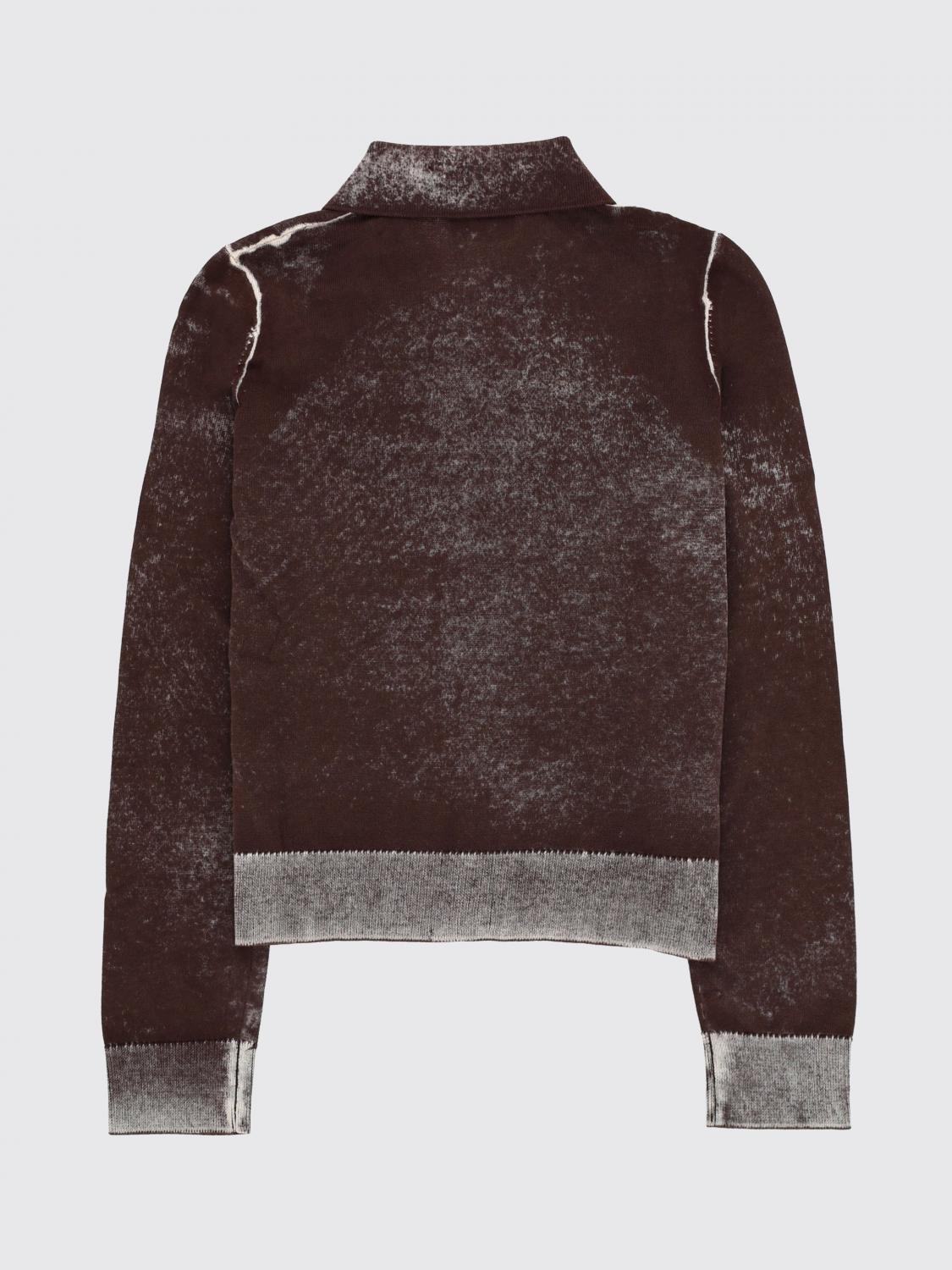 DIESEL MAGLIA: Cardigan a polo in cotone astratta Diesel, Marrone - Img 3