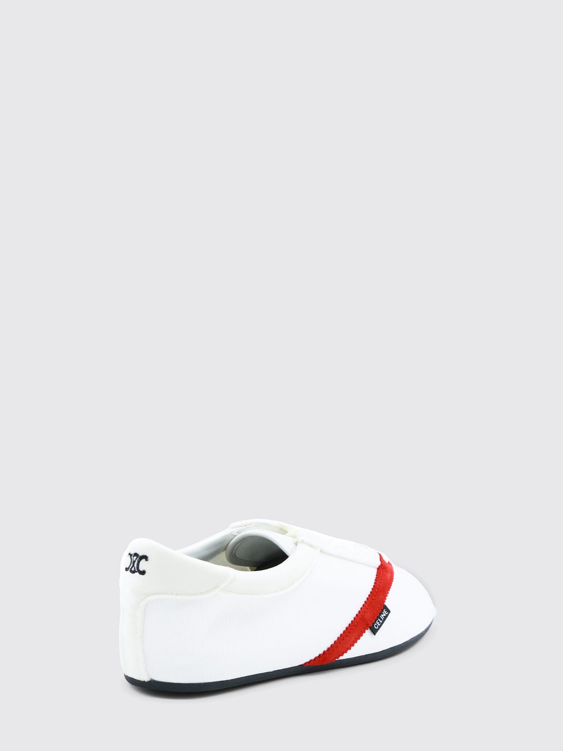 CELINE スニーカー: Celine グログランレザー スエード ベルベットインサート フラットスニーカー, ホワイト - Img 3