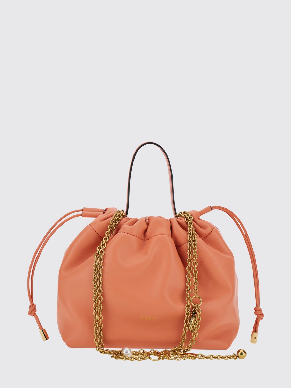 CHLOÉ BORSA MINI: Borsa a secchiello Icons mini Chloé in nappa , Arancione - Img 1