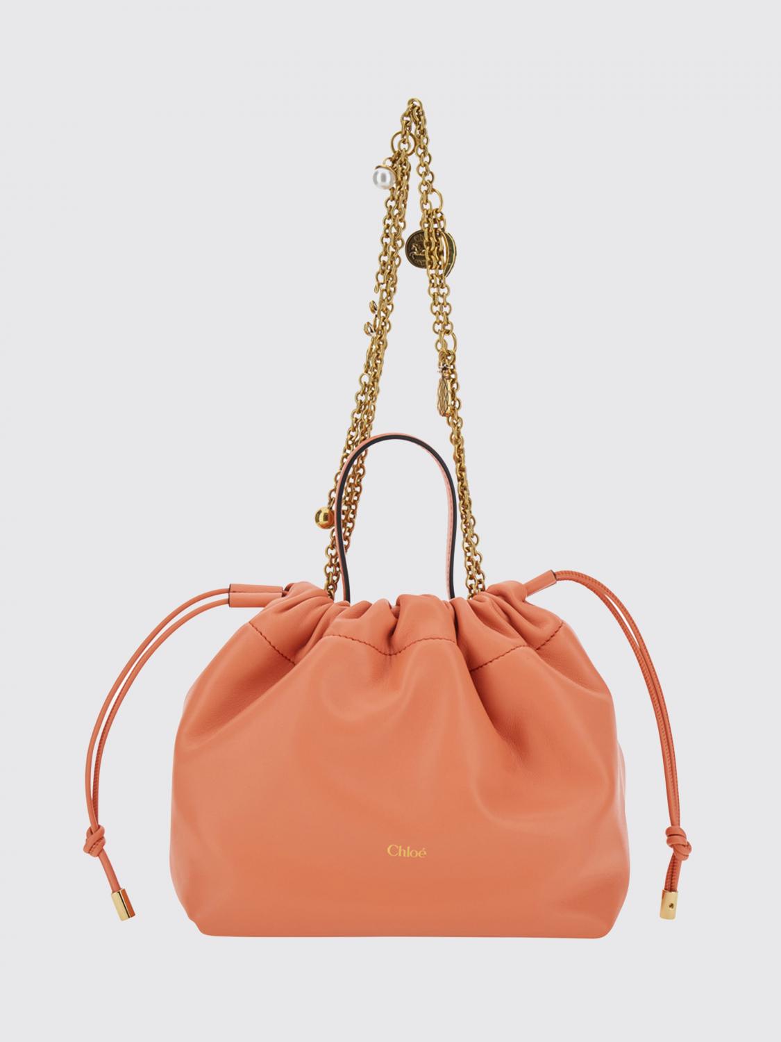 CHLOÉ BORSA MINI: Borsa a secchiello Icons mini Chloé in nappa , Arancione - Img 3