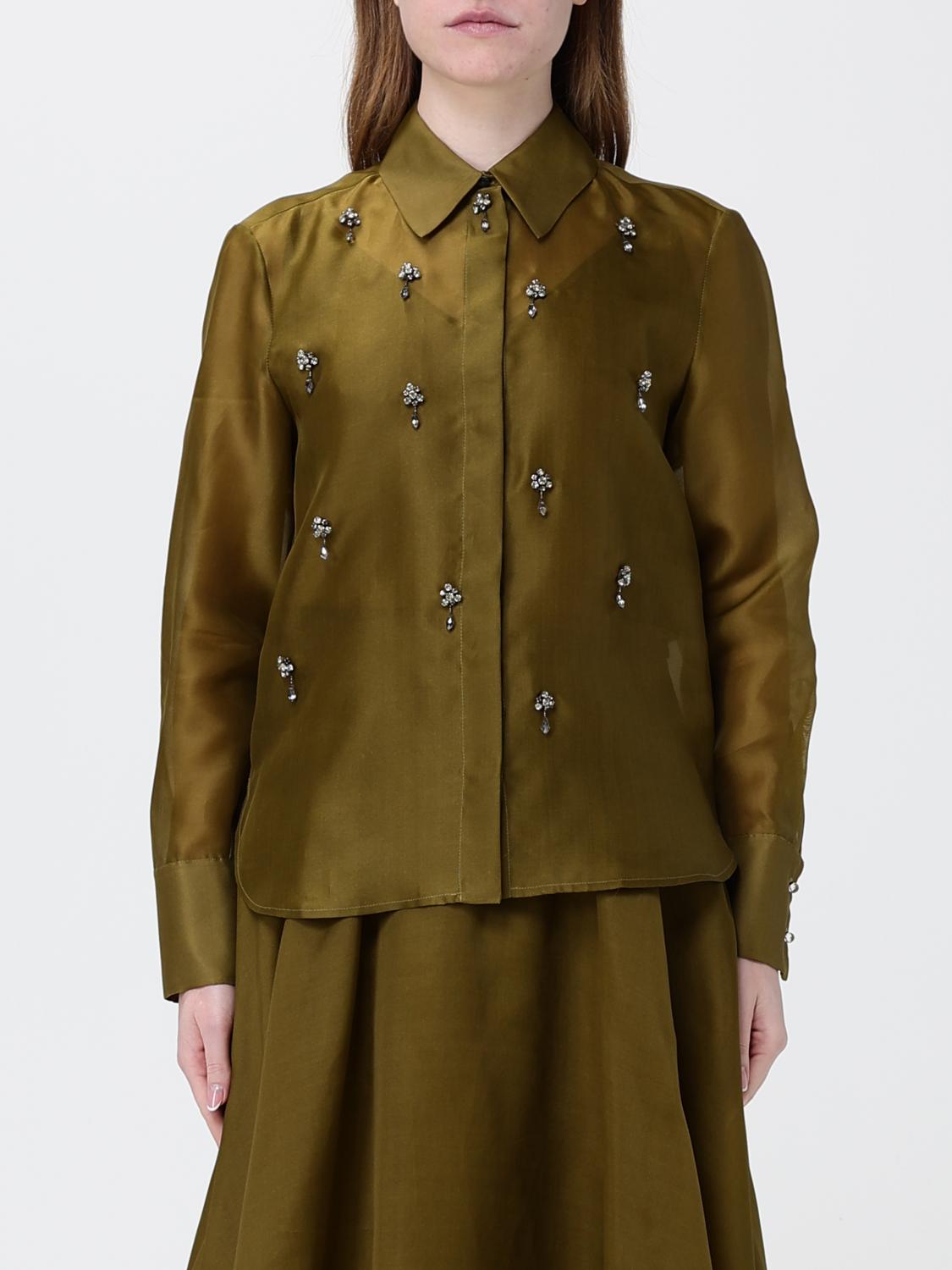 MAX MARA STUDIO CAMICIA: Camicia Max Mara Studio in misto seta con strass , Oliva - Img 1