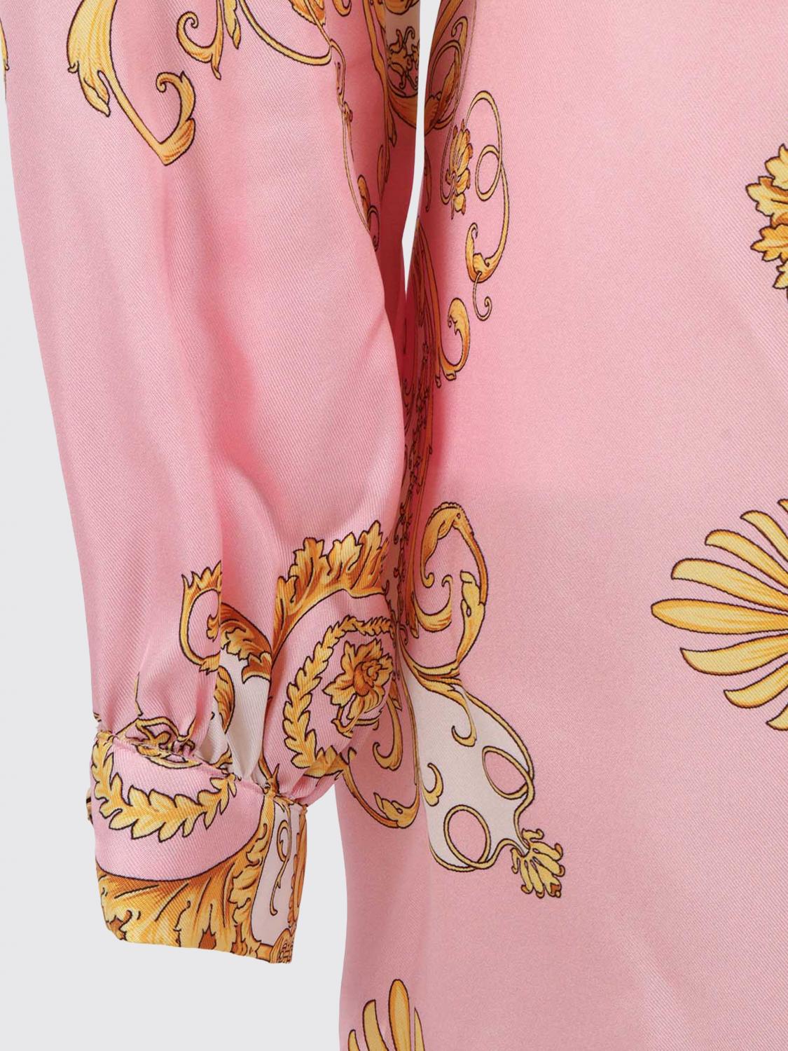 VERSACE KLEID: Chemisierkleid aus bedruckter Seide Versace, Gelb - Img 3