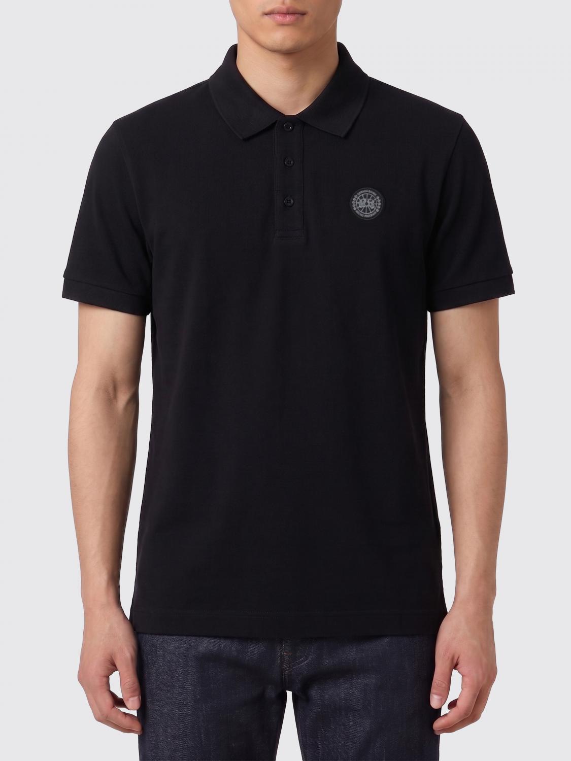CANADA GOOSE POLO: Polo de algodón con logo Canada Goose, Negro - Img 1
