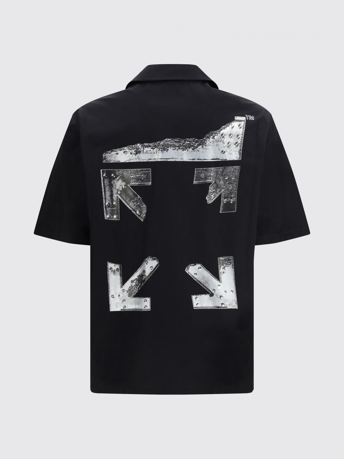 OFF-WHITE CAMICIA: Camicia casual Off-White in cotone con stampa Arrow , Nero - Img 3