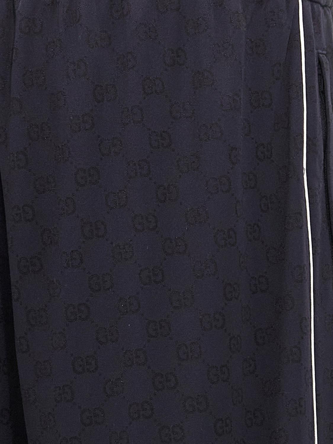 GUCCI 팬츠: Gucci 모노그램 프린트 코튼 블렌드 조깅 팬츠, 블루 - Img 4