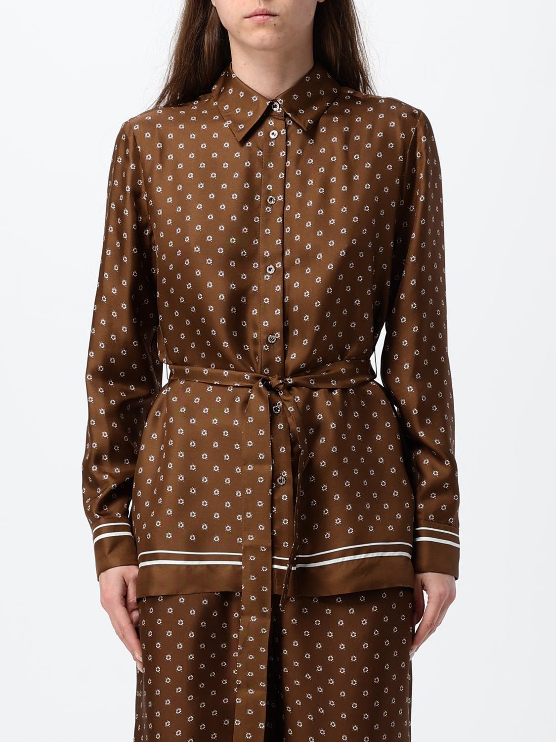MAX MARA STUDIO CAMISA: Camisa Max Mara Studio de seda estampada, Cacao - Img 1