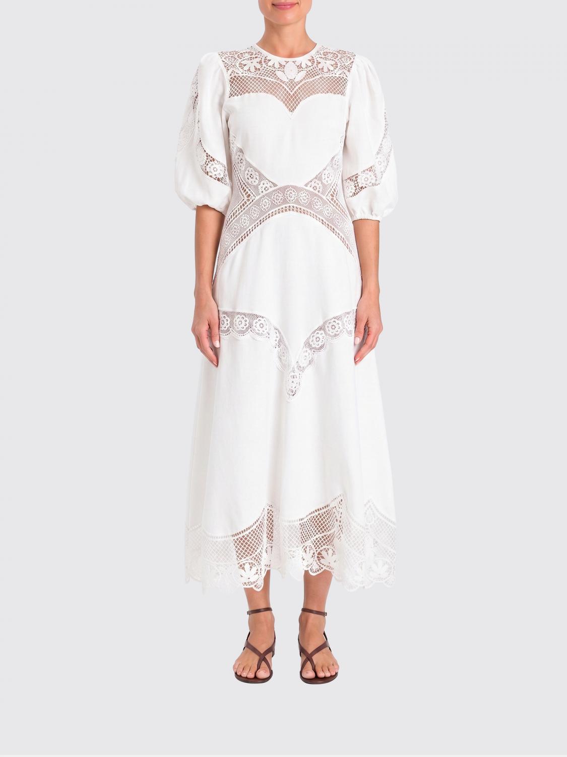 TWINSET ABITO: Abito in misto lino all'uncinetto Twinset, Bianco - Img 1