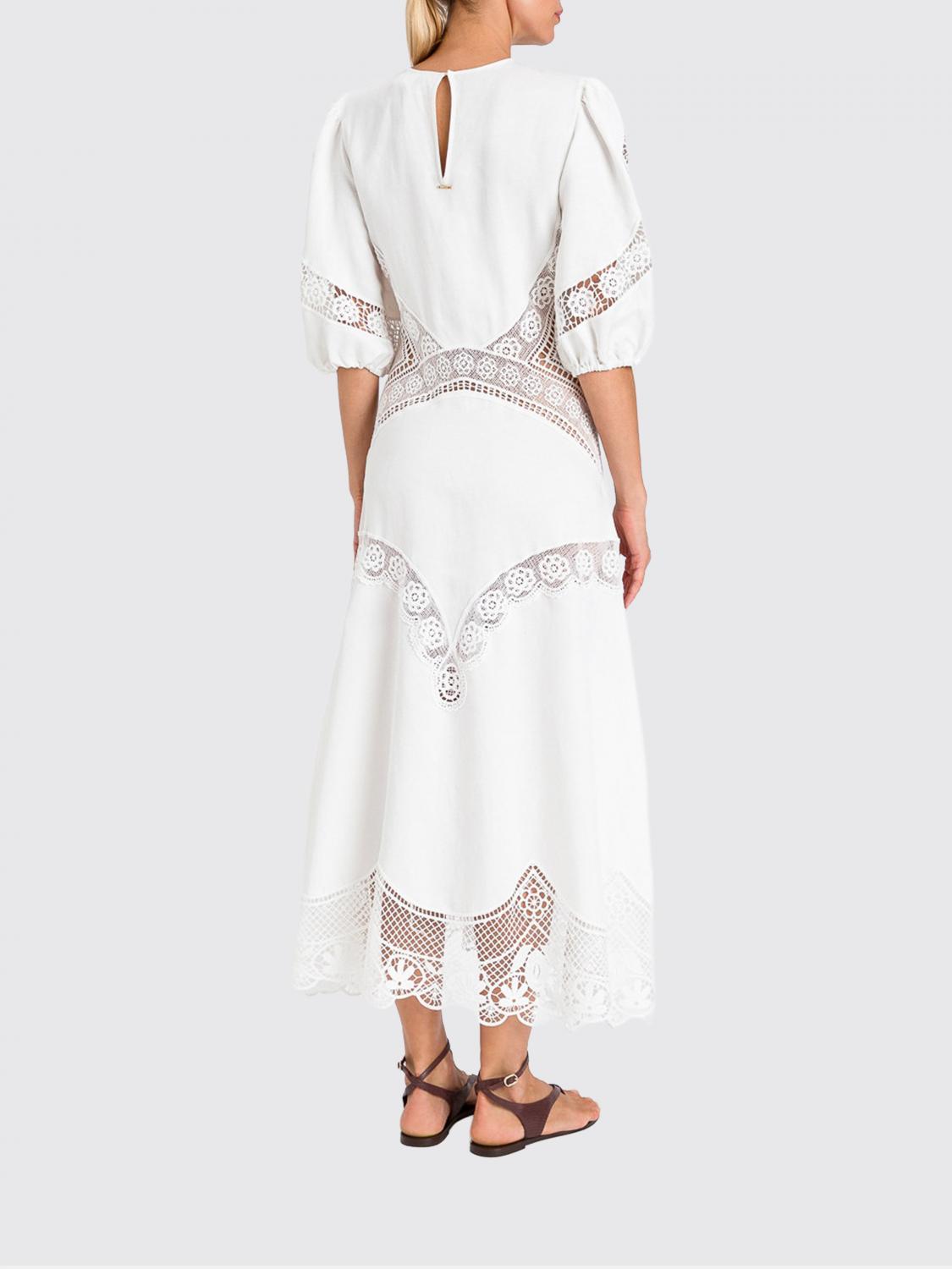 twinset linen dress Short linen blend dress with embroidery Woman, White