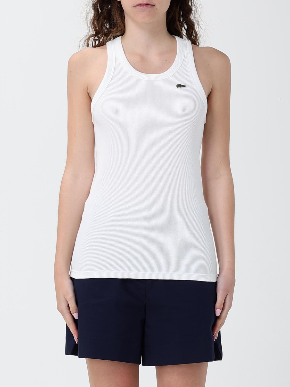 LACOSTE T-SHIRTS: Canotta in cotone con logo Lacoste, Bianco - Img 1