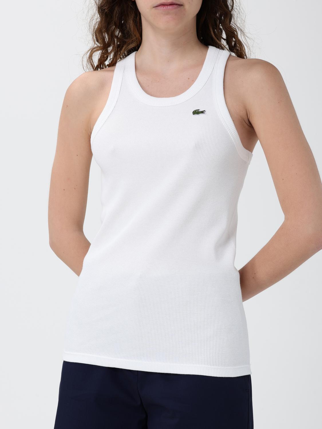 LACOSTE T-SHIRTS: Canotta in cotone con logo Lacoste, Bianco - Img 3