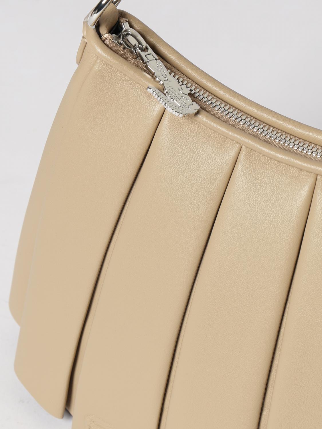 LACOSTE BORSA A SPALLA: Borsa Lenglen Lacoste in pelle plissè, Nudo - Img 3