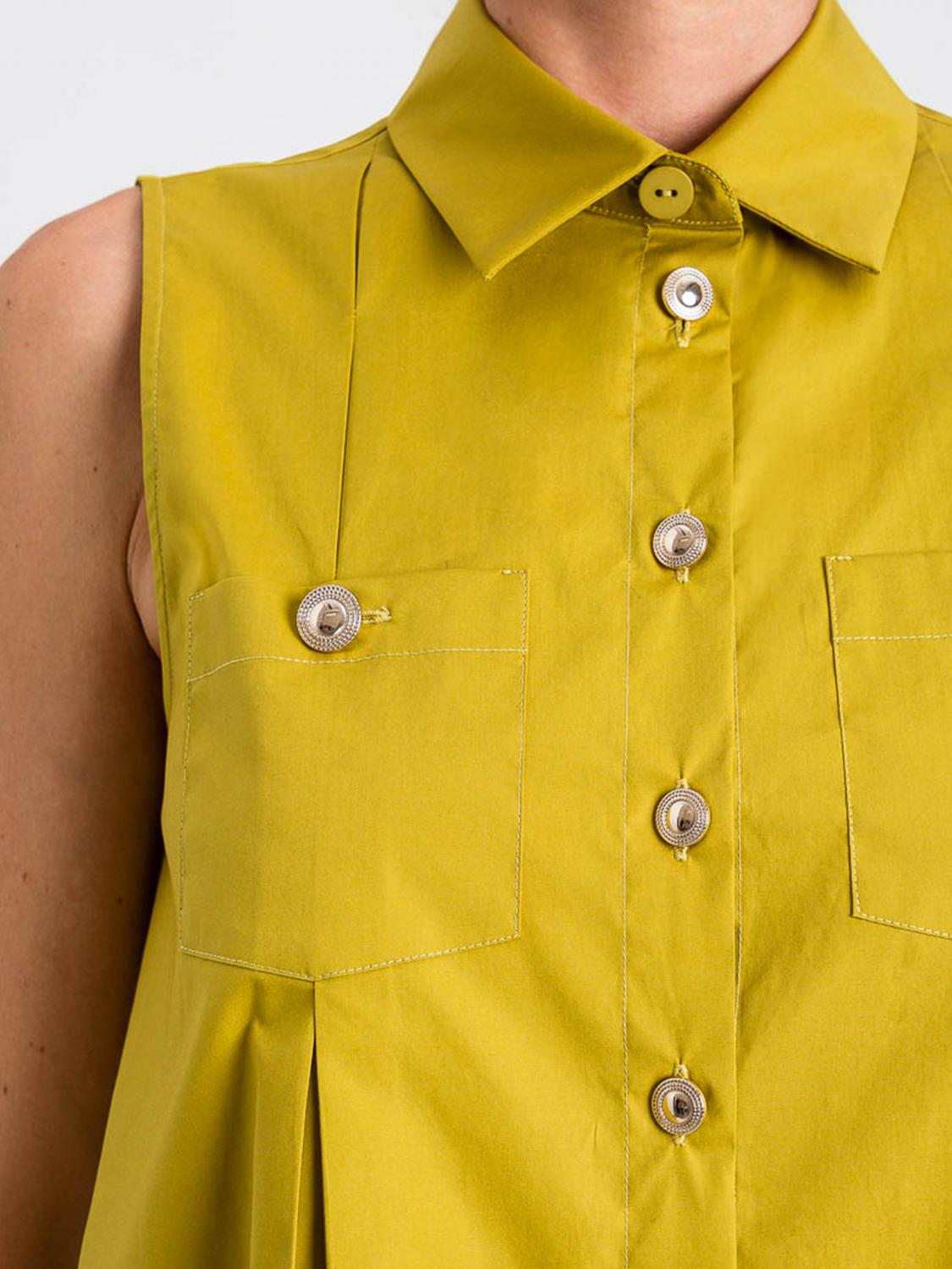 TWINSET CAMICIA: Camicia smanicata Twinset in cotone stretch , Bosco - Img 3