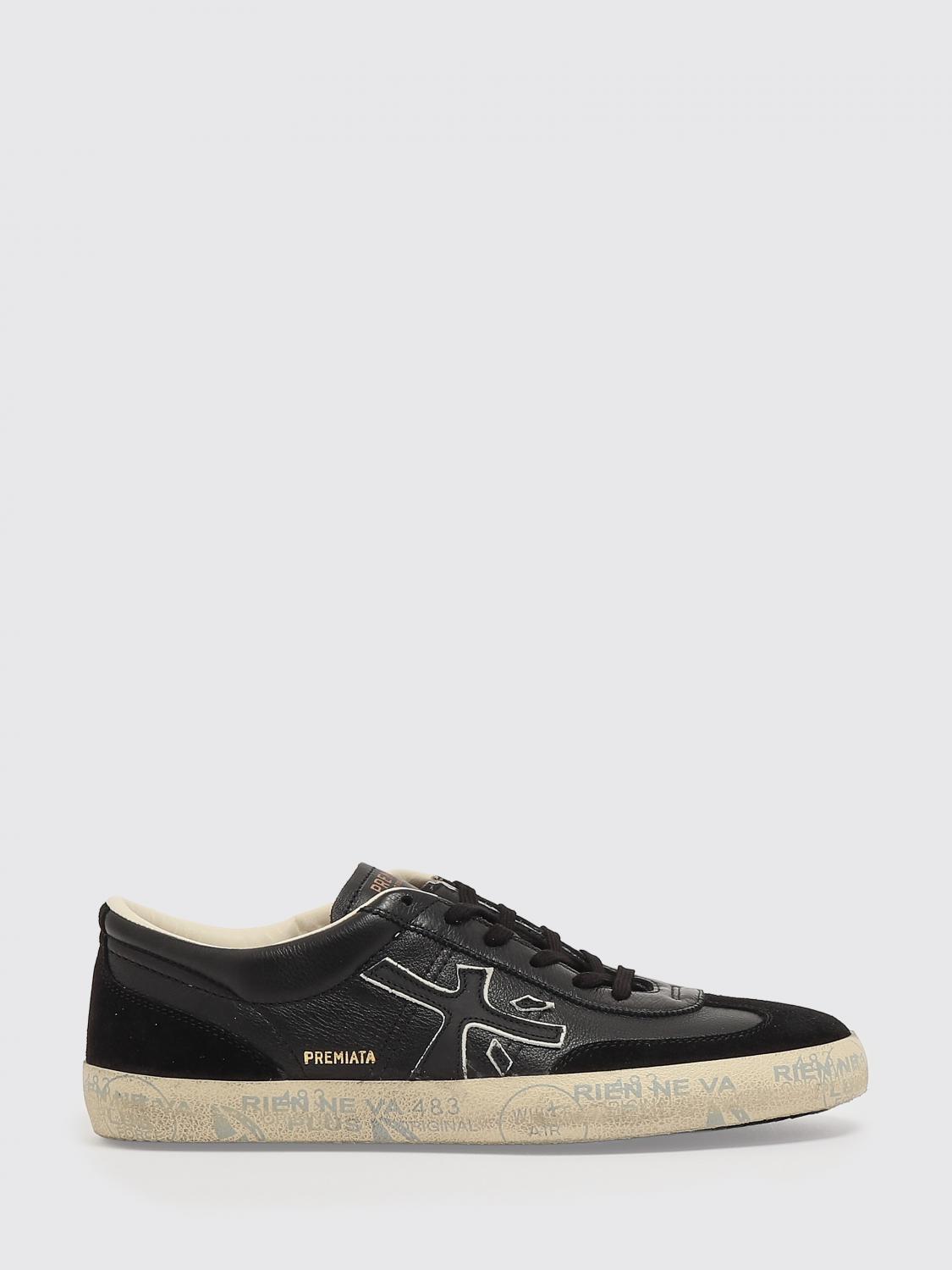 PREMIATA BASKETS: Sneakers David en daim usé Premiata, Noir - Img 1